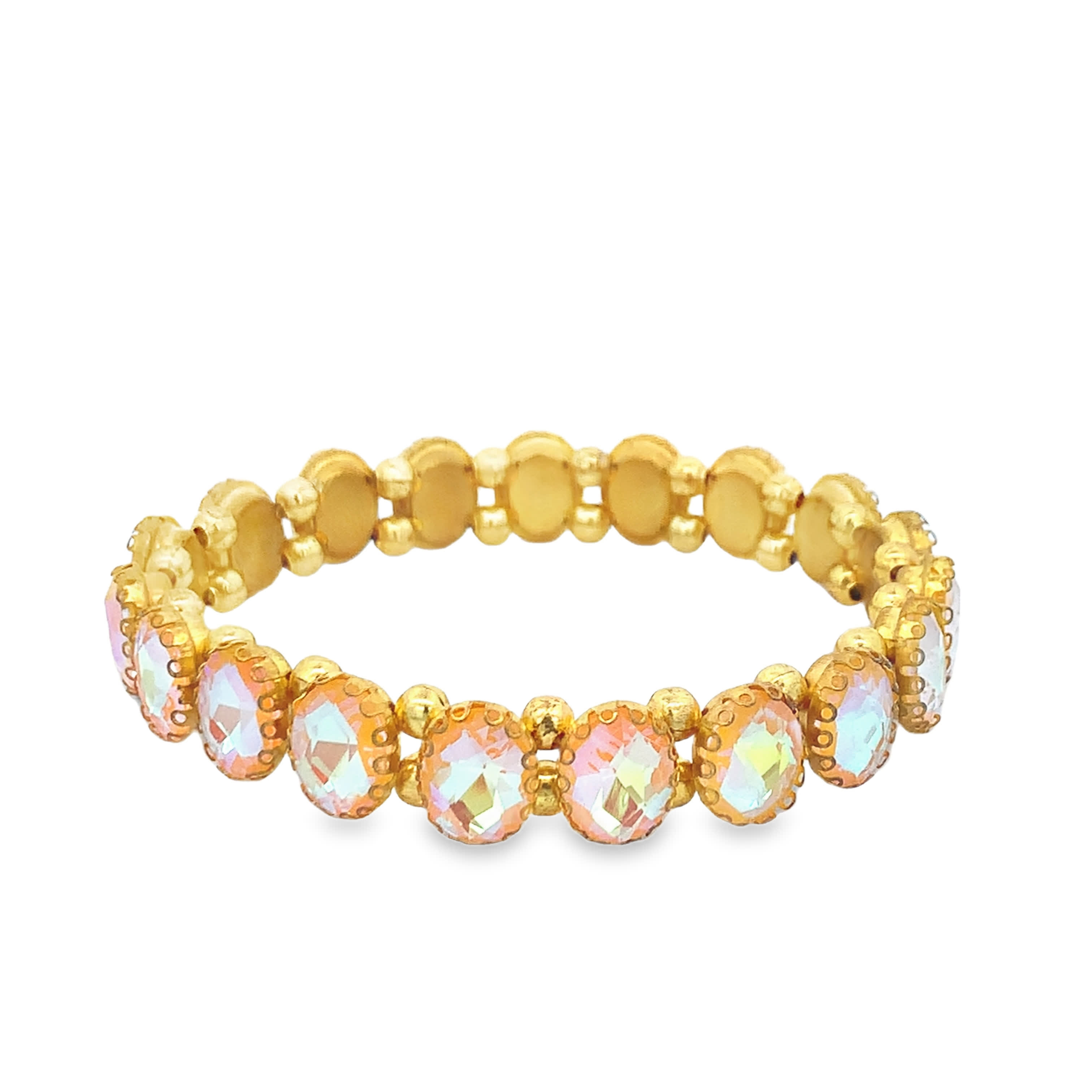 Bransoletka tenisowa z kryształkami w kolorze żółtego złota