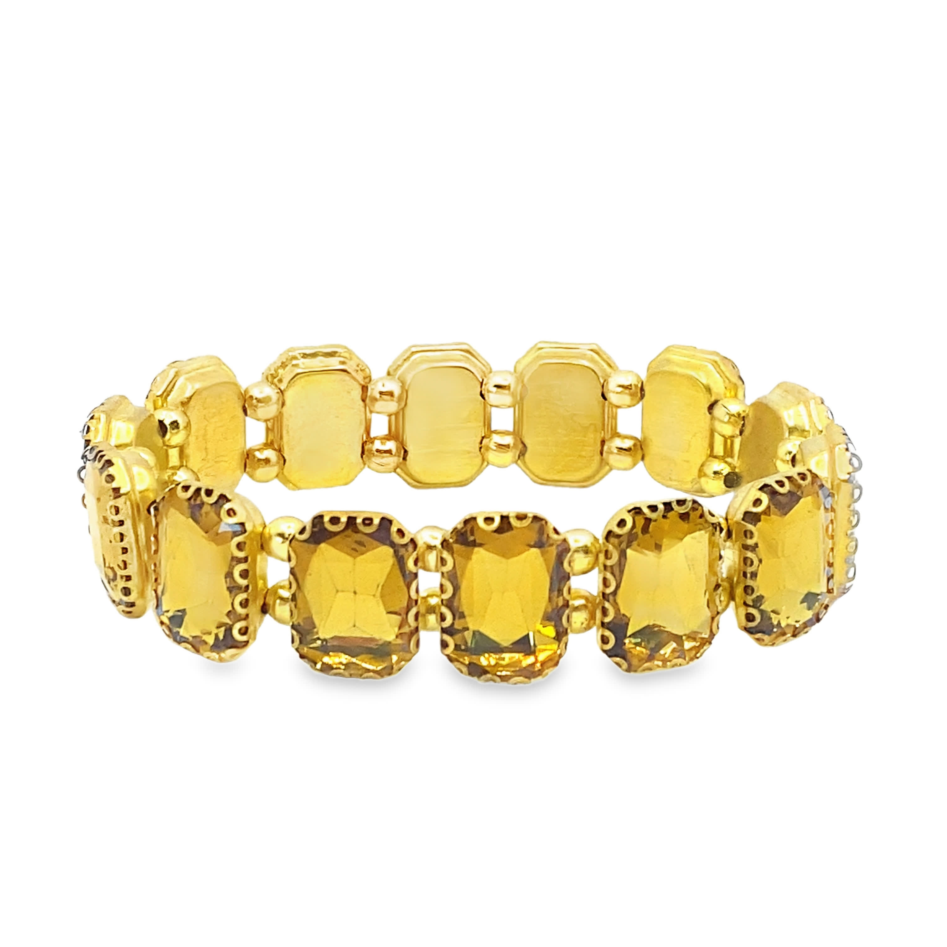 Bransoletka w kolorze żółtego złota z łańcuszkiem i cytrynami o szlifie szmaragdowym