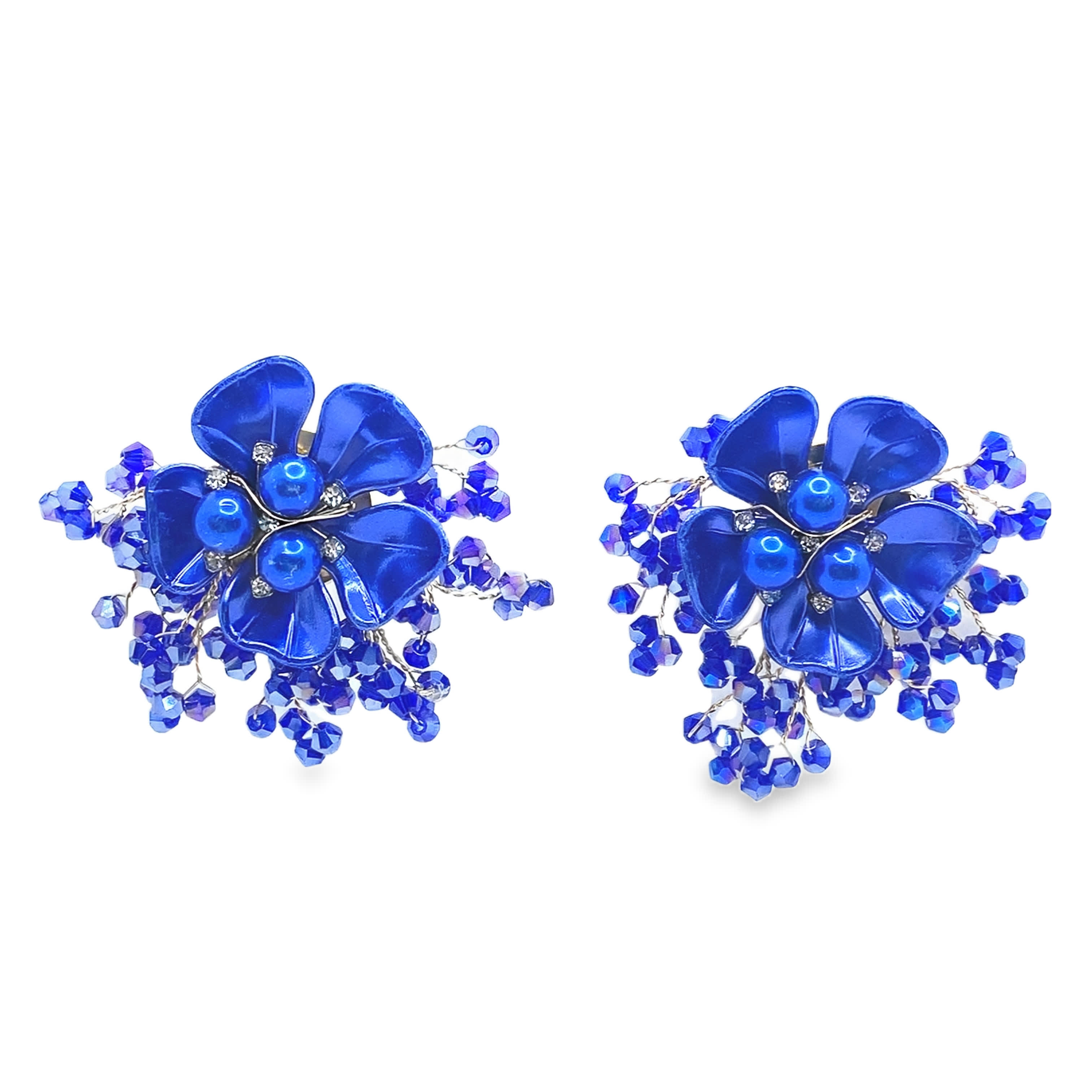 Olśniewające niebieskie kolczyki z kryształkami w oprawie ze złota żółtego