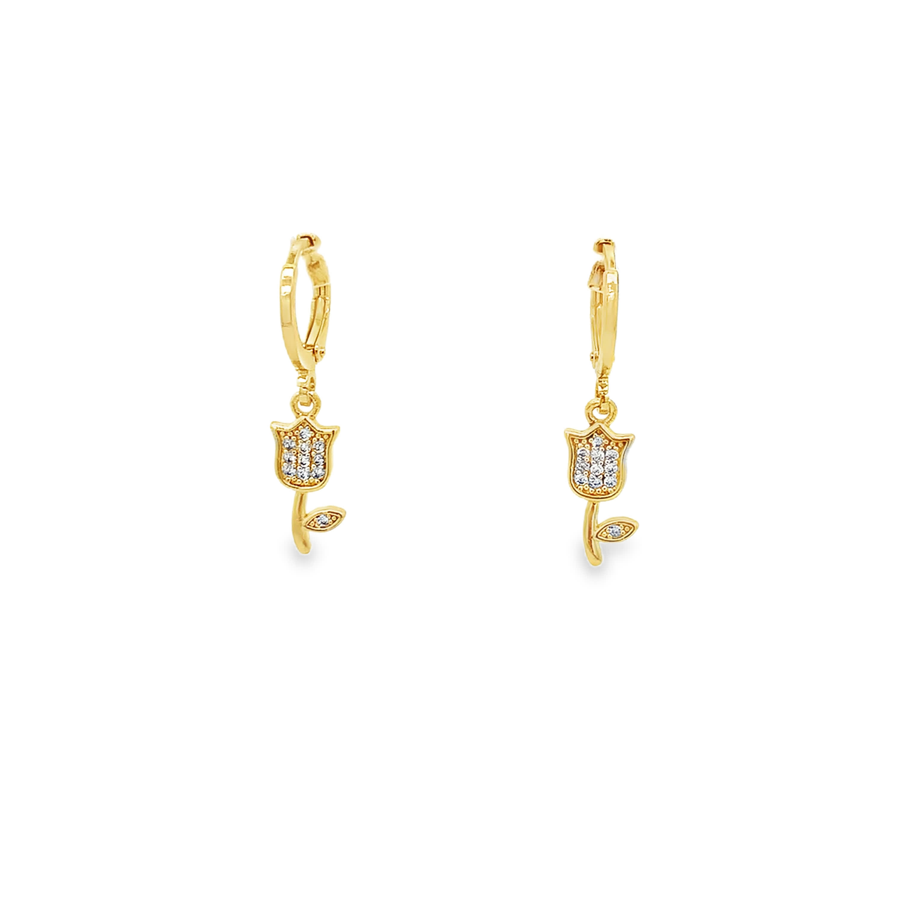 Kolczyki wiszące w kolorze żółtego złota z okrągłymi diamentami