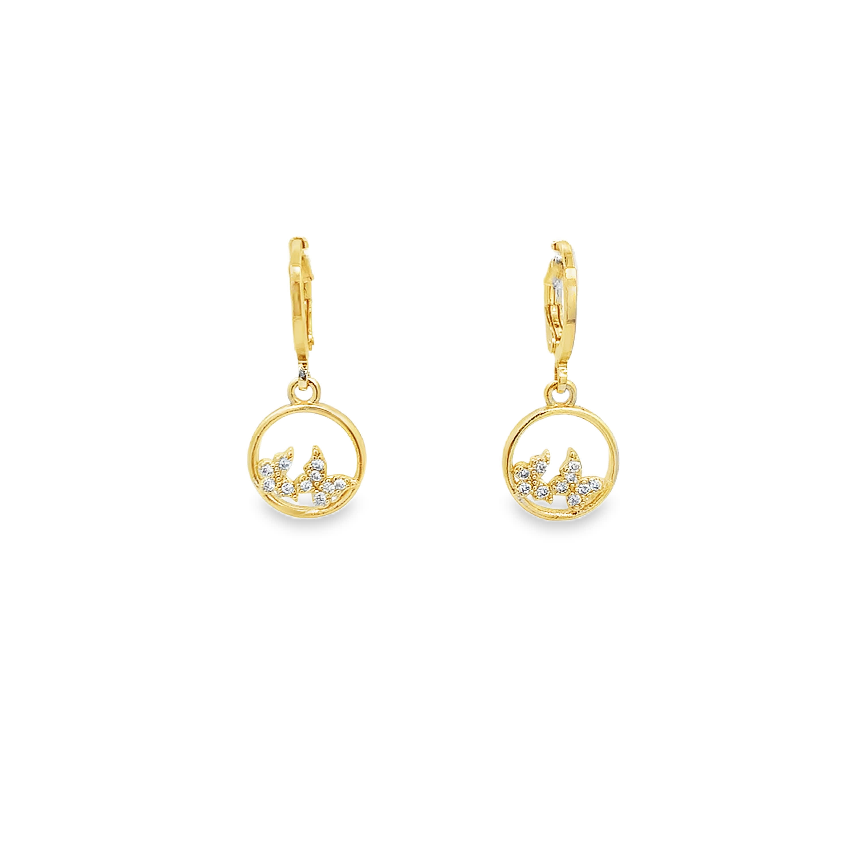 Kolczyki wiszące w kolorze żółtego złota z okrągłymi diamentami