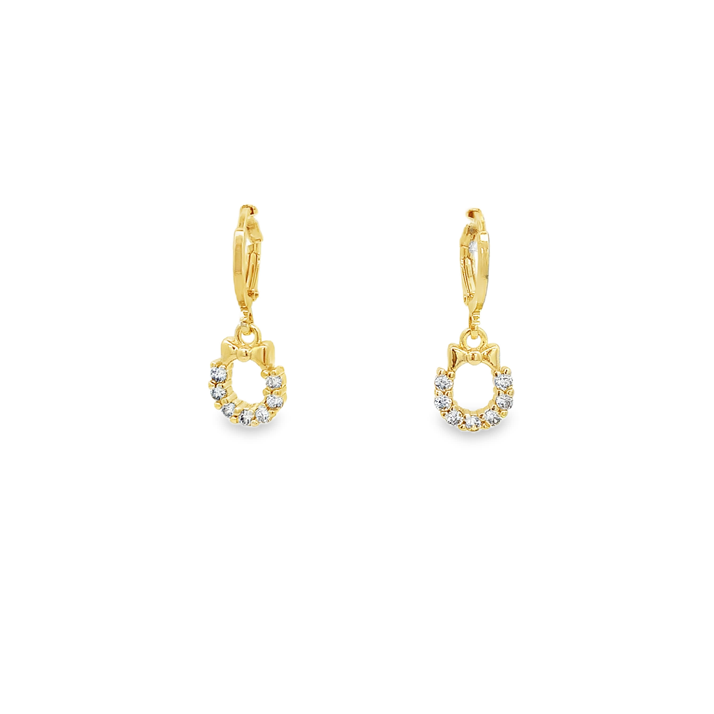 Kolczyki wiszące w kolorze żółtego złota z okrągłymi diamentami