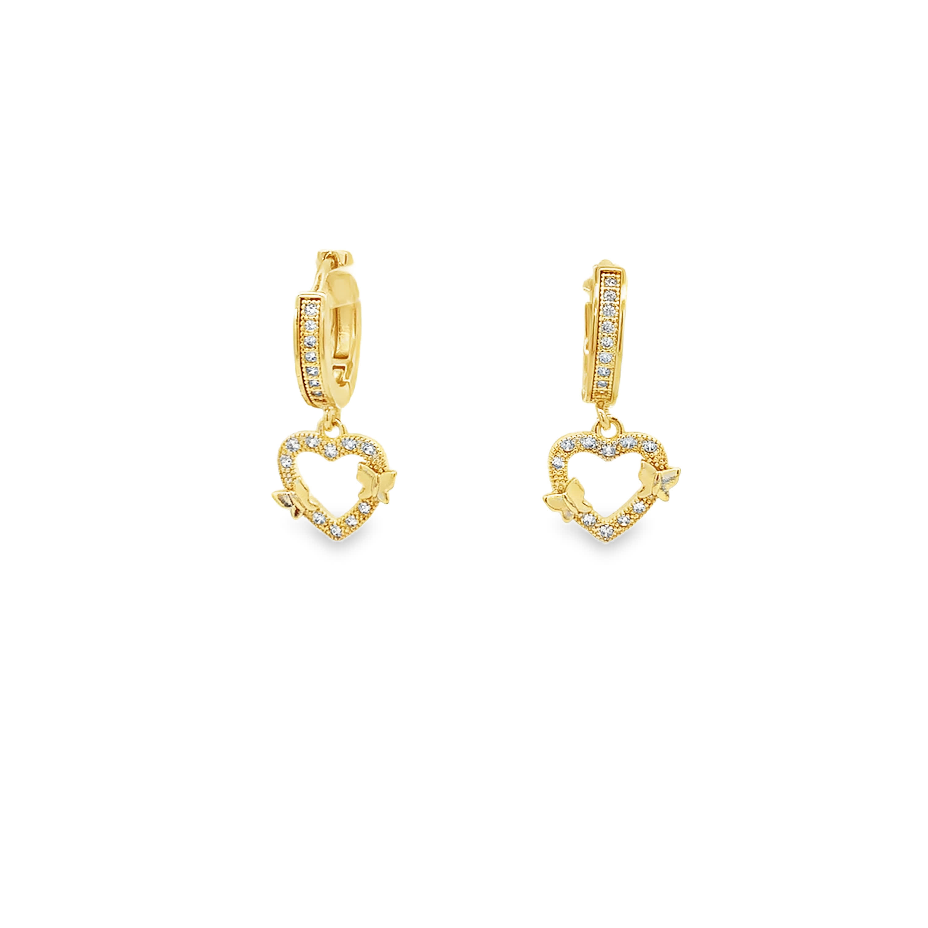 Kolczyki koła w kolorze żółtego złota z diamentami w kształcie serca