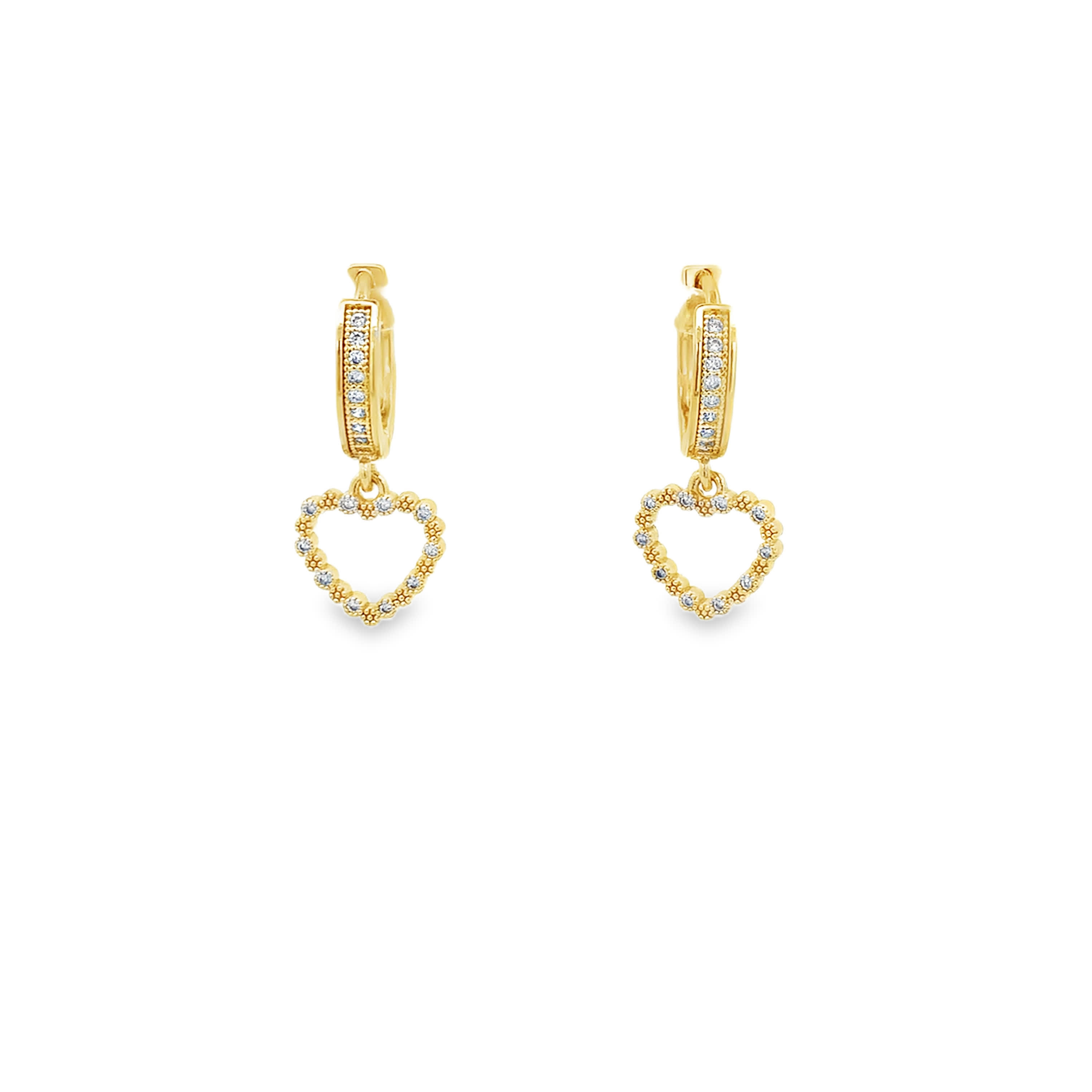 Kolczyki koła w kolorze żółtego złota z diamentami w kształcie serca