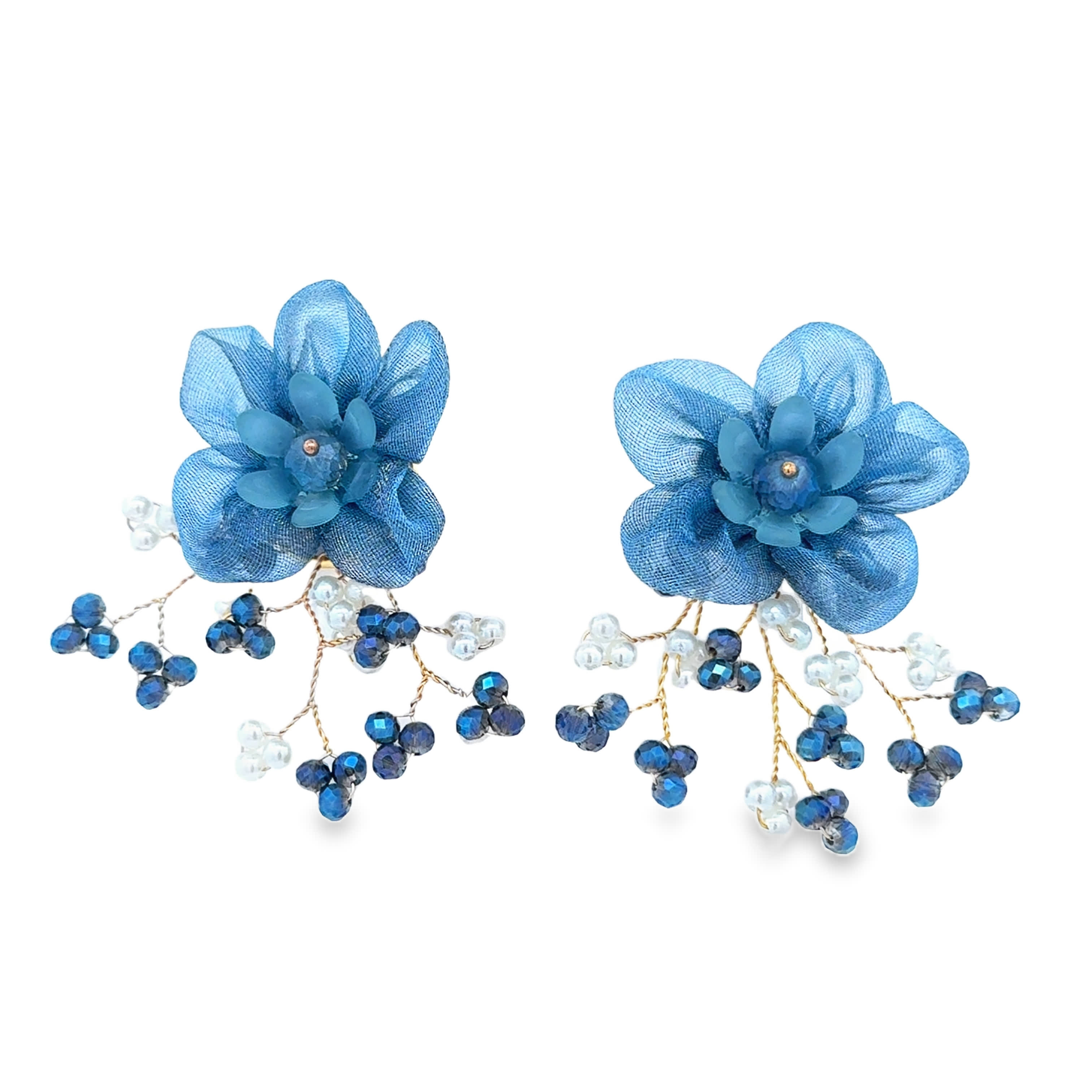 Kolczyki z niebieskimi kryształowymi kulkami bez metalu