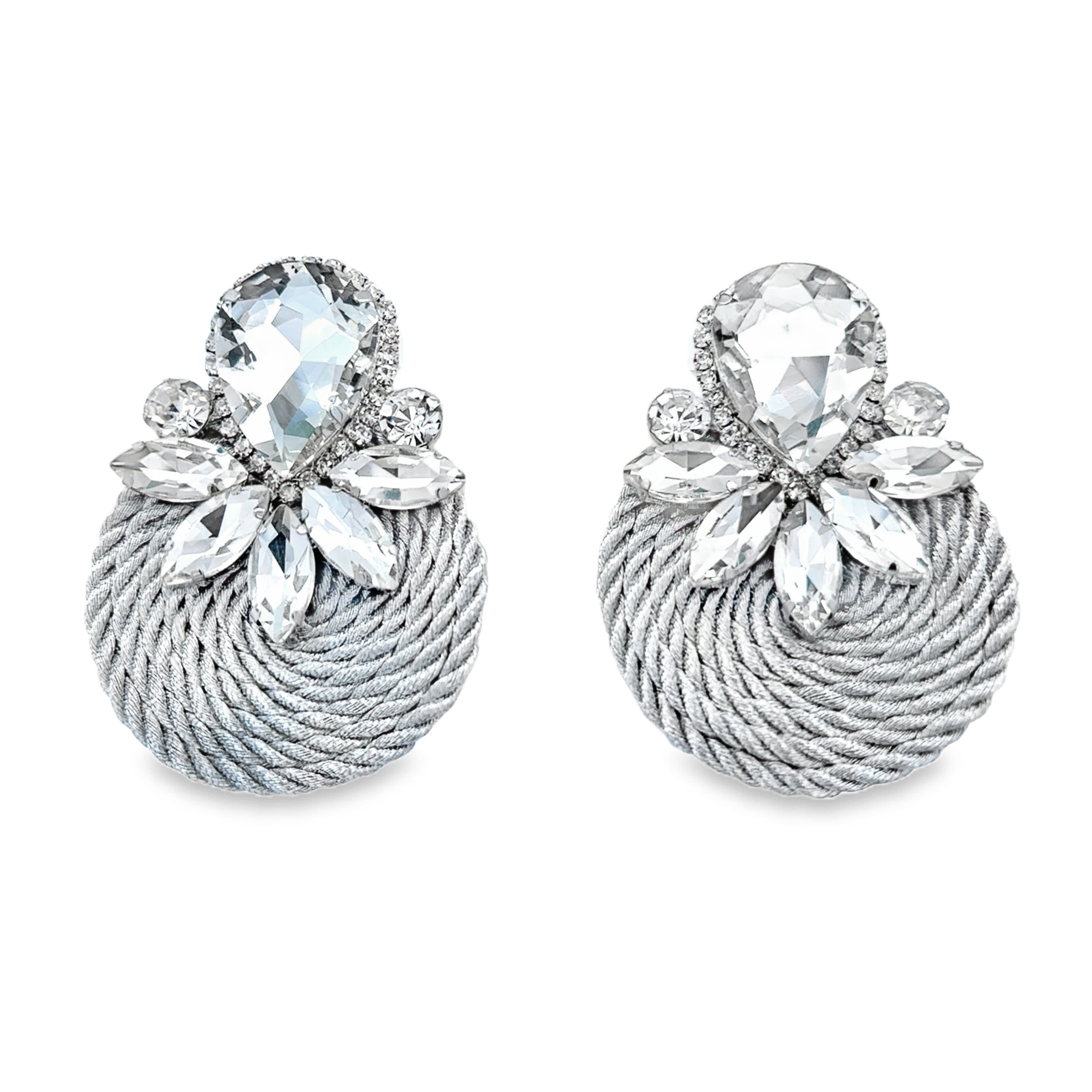 Eleganckie kolczyki z kryształkami i szlifem kaboszonowym