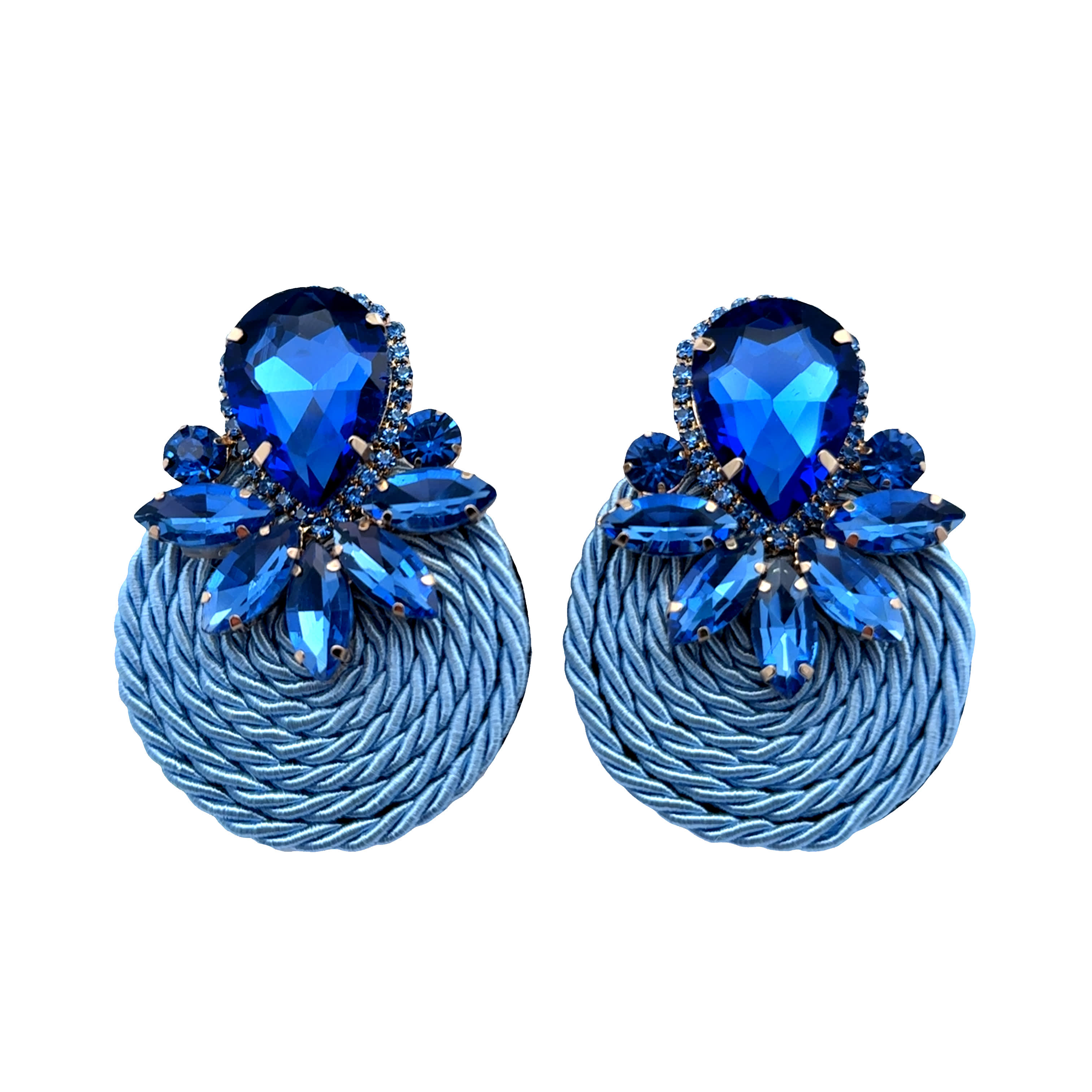 Olśniewające niebieskie kolczyki z kryształkami