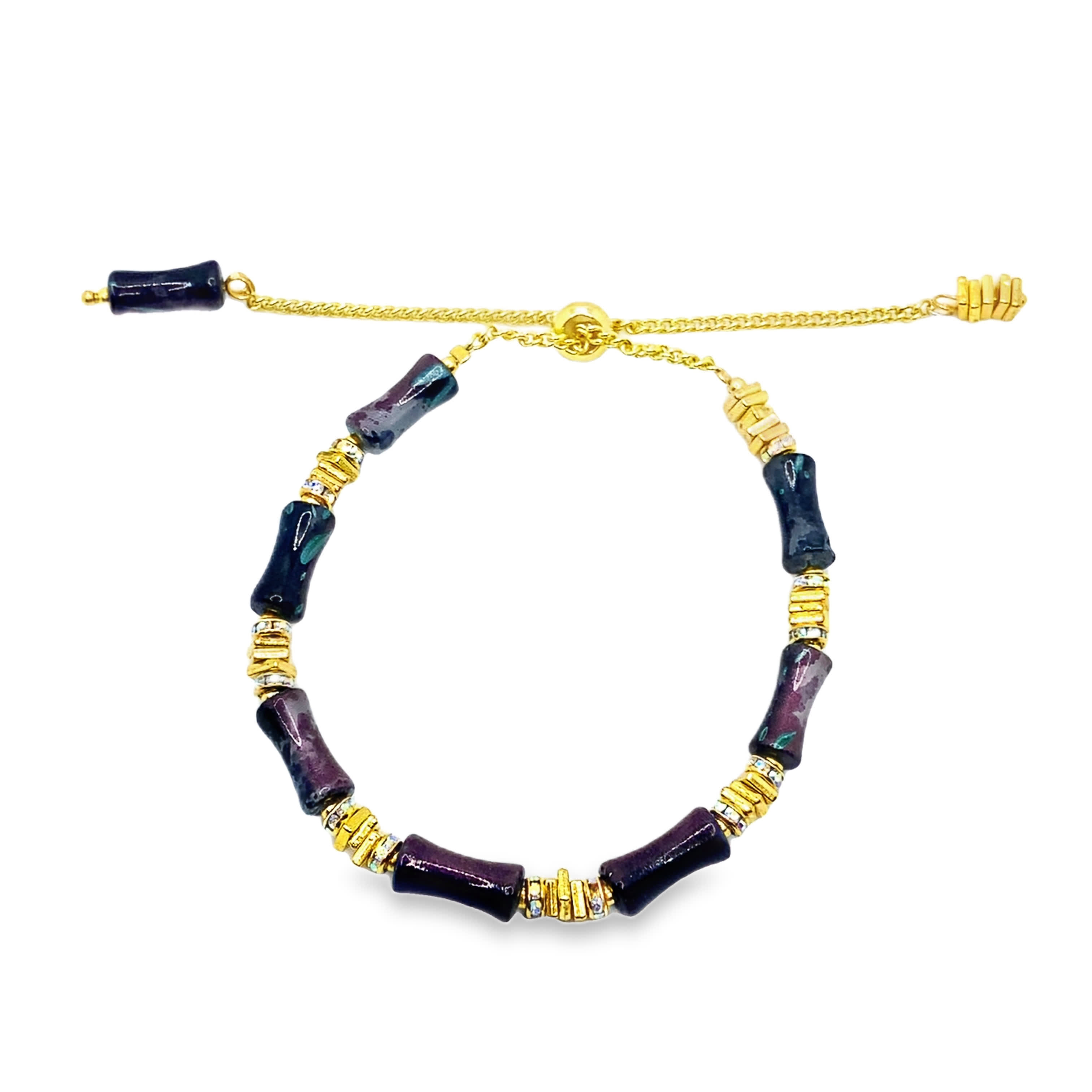 Bransoletka z koralików w kolorze żółtego złota