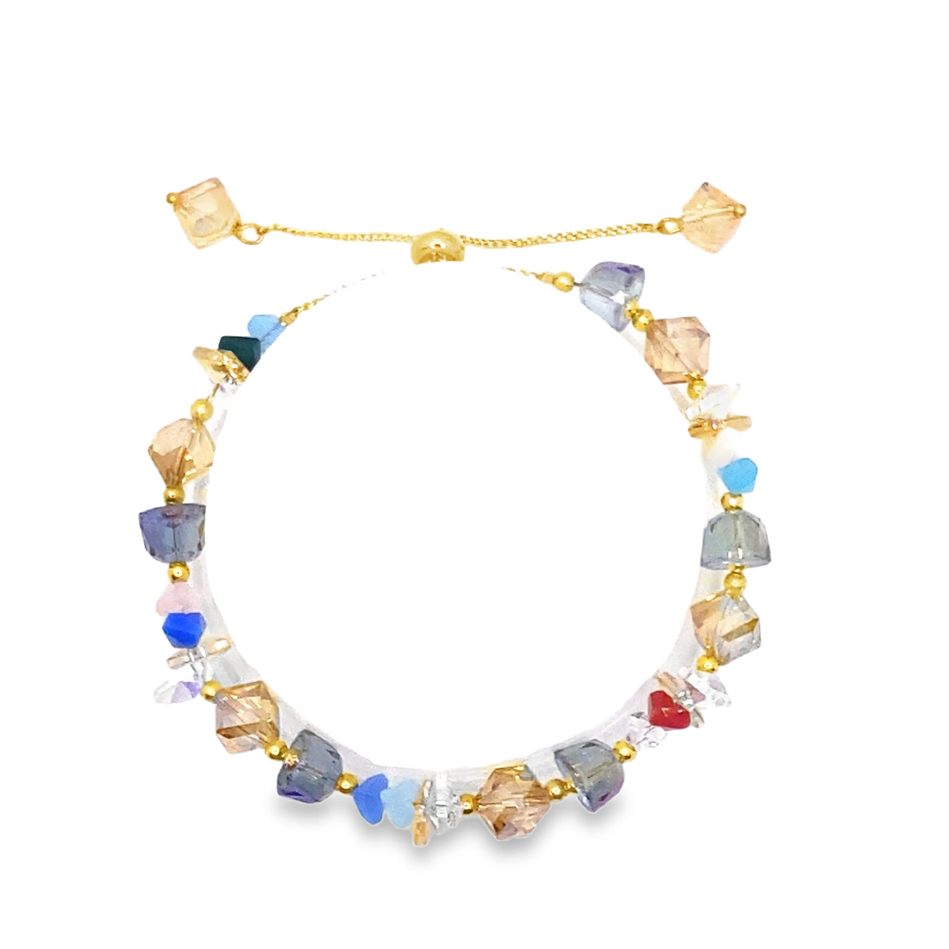 Bransoletka z koralików w kolorze żółtego złota z żółtopomarańczowymi kryształkami