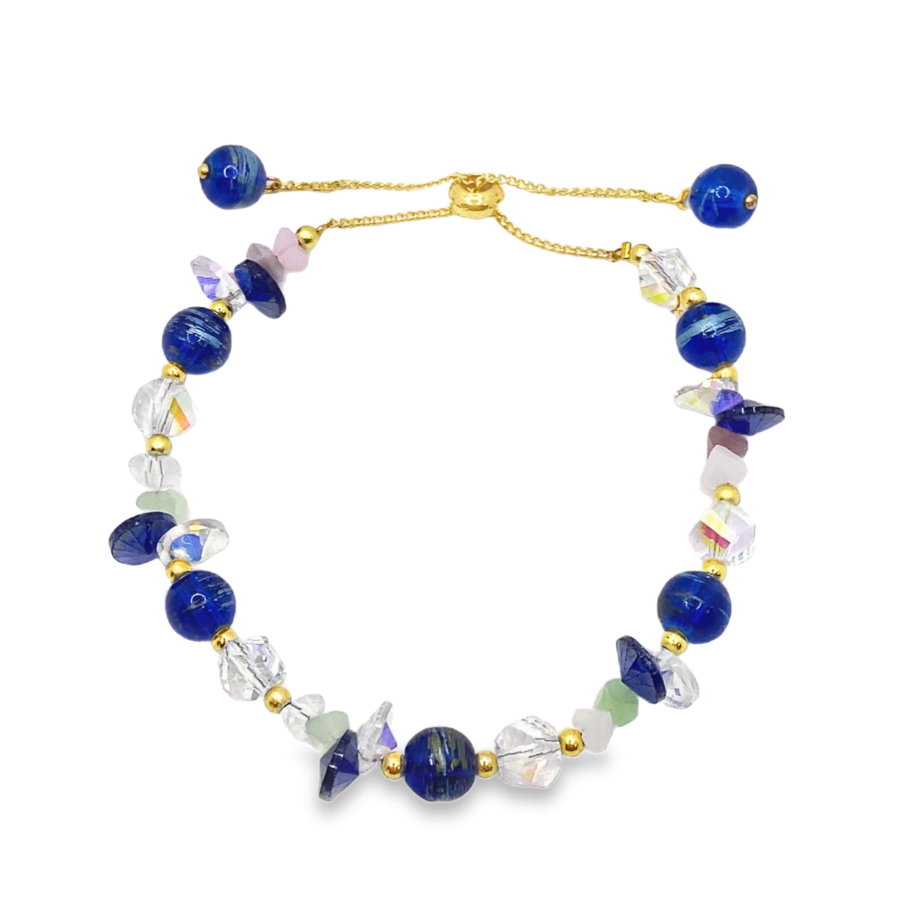 Bransoletka z koralików lapis lazuli i złota