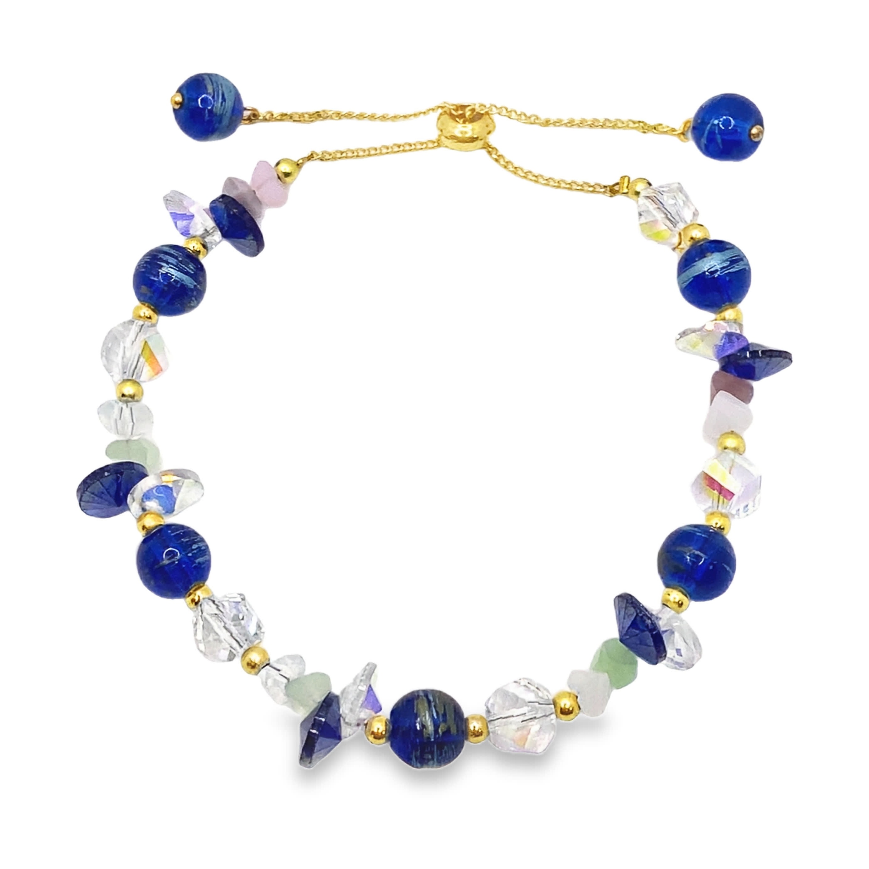 Bransoletka z koralików lapis lazuli i złota