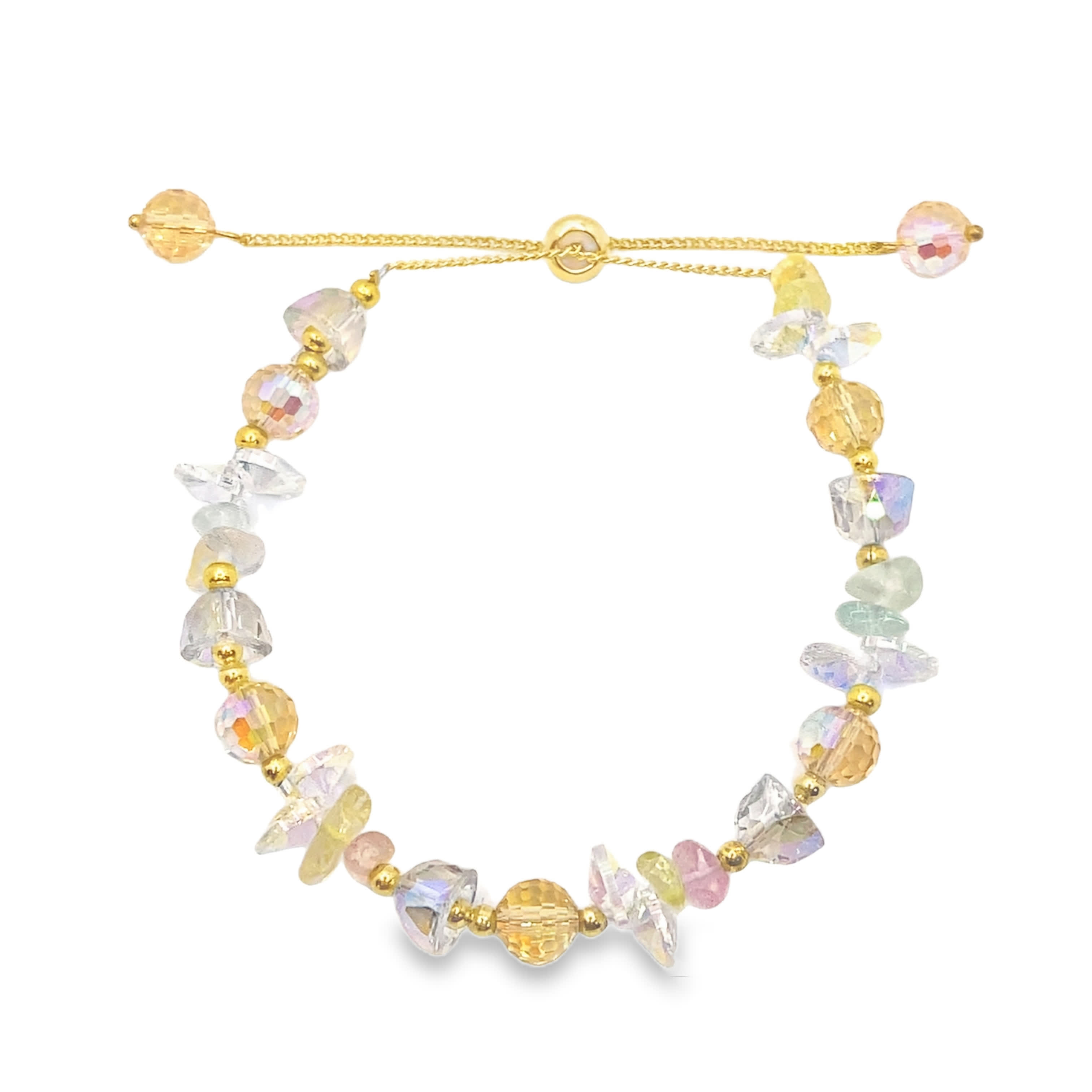 Bransoletka z koralików w kolorze żółtego złota z kryształkami