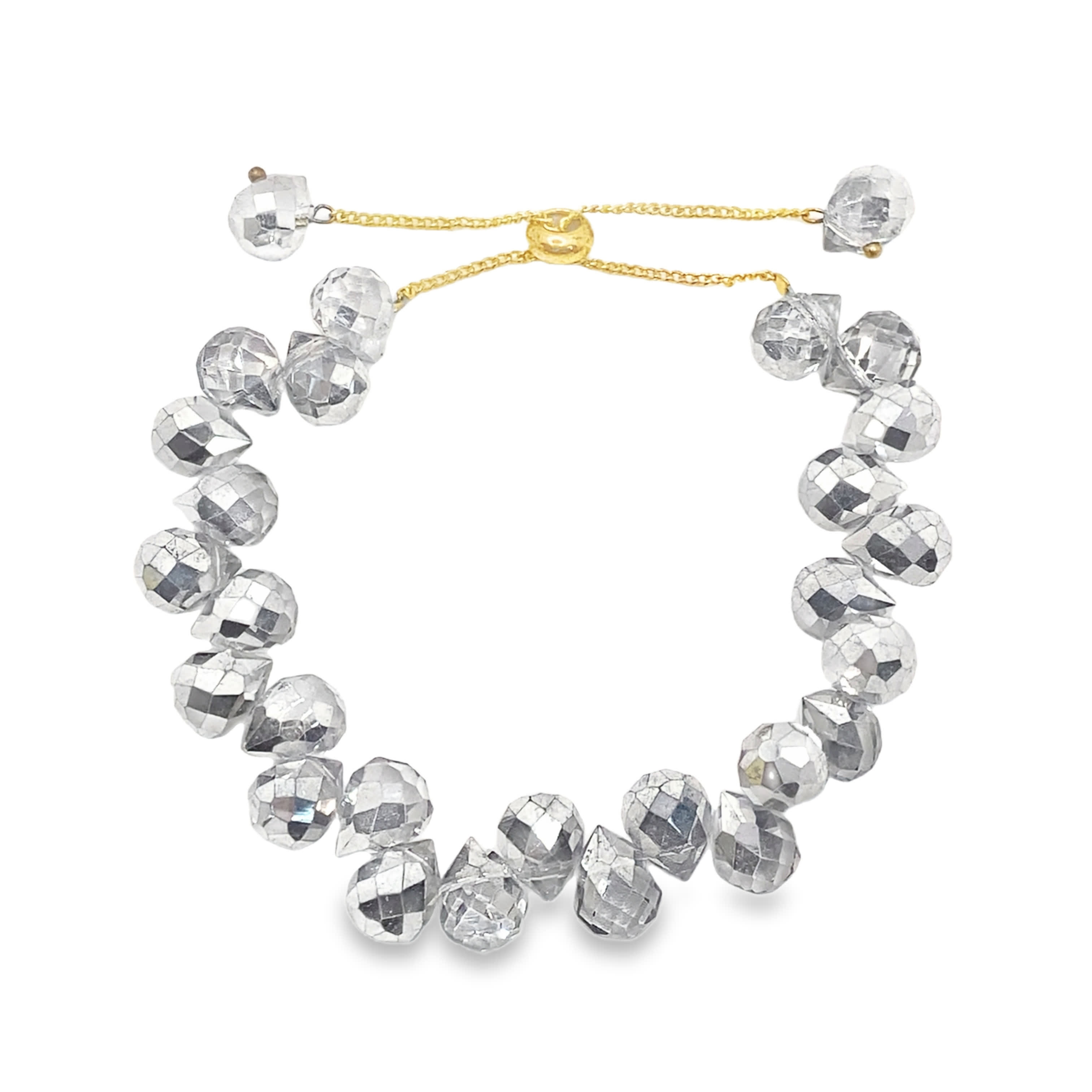 Bransoletka z koralików kryształowych z akcentami w kolorze żółtego złota