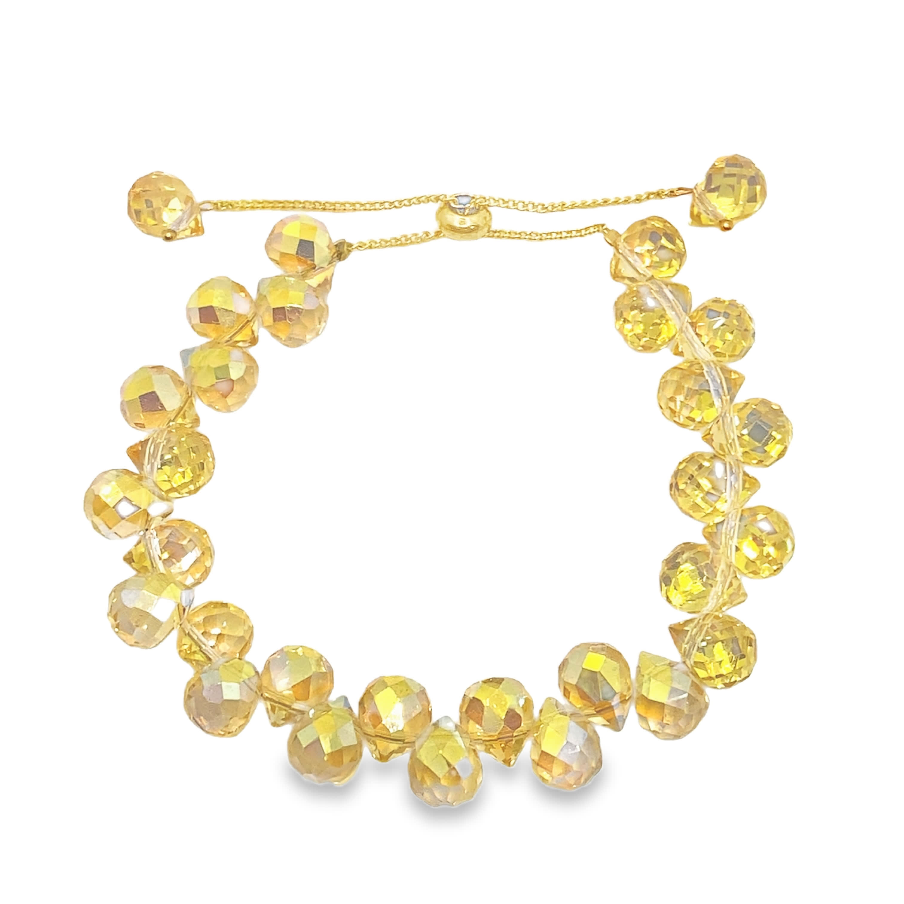 Bransoletka z koralików w kolorze żółtego złota z kryształowymi koralikami