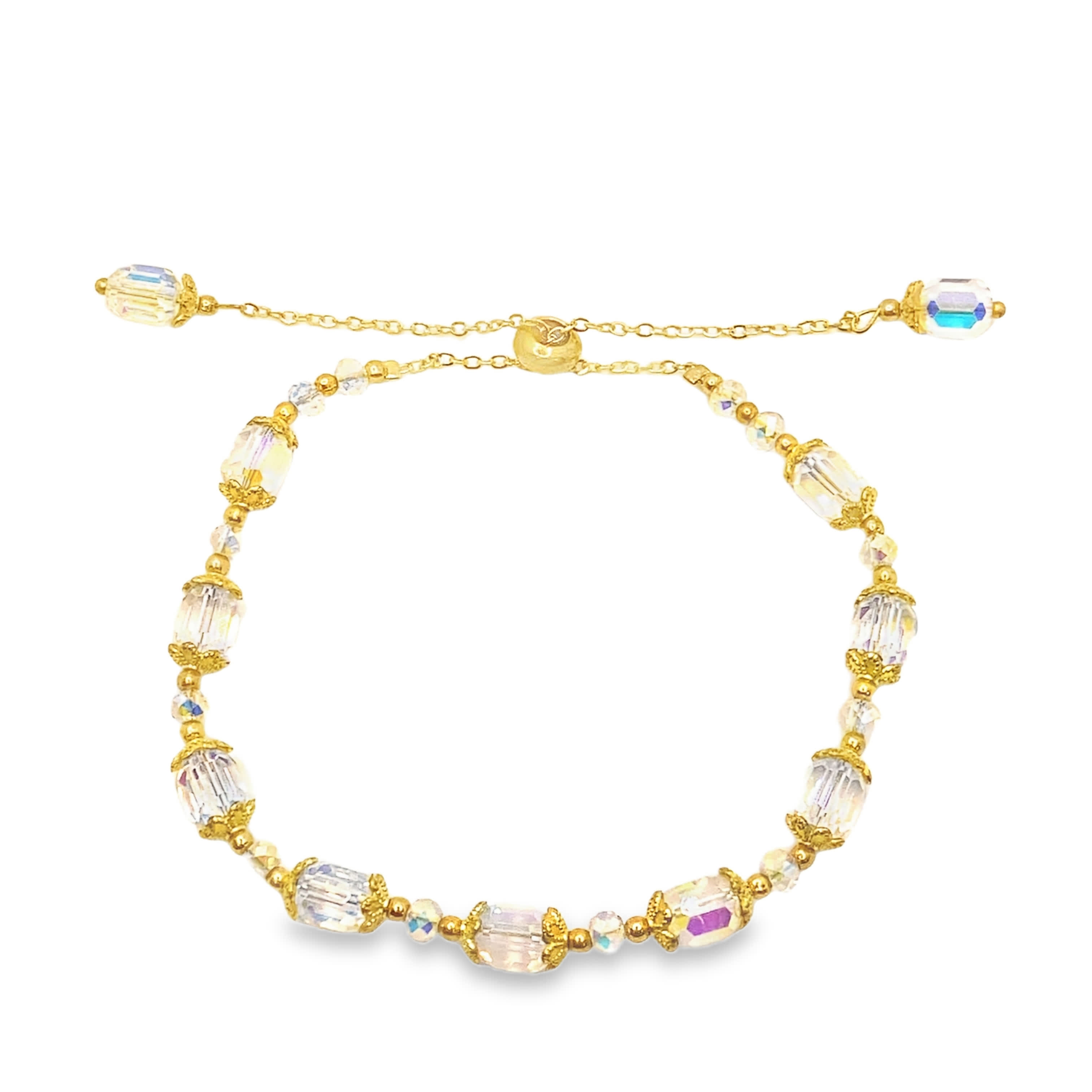 Bransoletka w kolorze żółtego złota z okrągłymi kryształkami