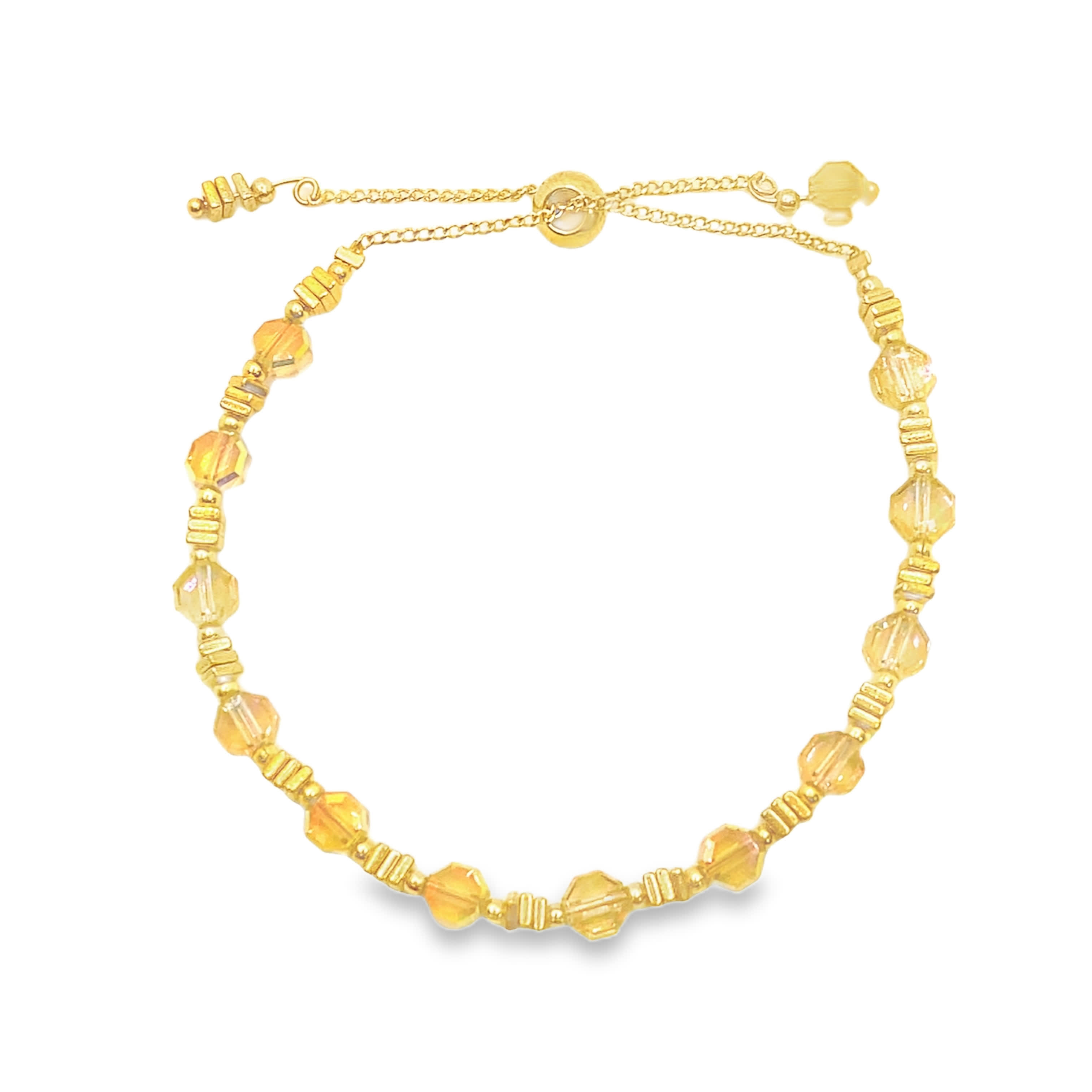 Bransoletka w kolorze żółtego złota z okrągłymi koralikami z żółtego kryształu