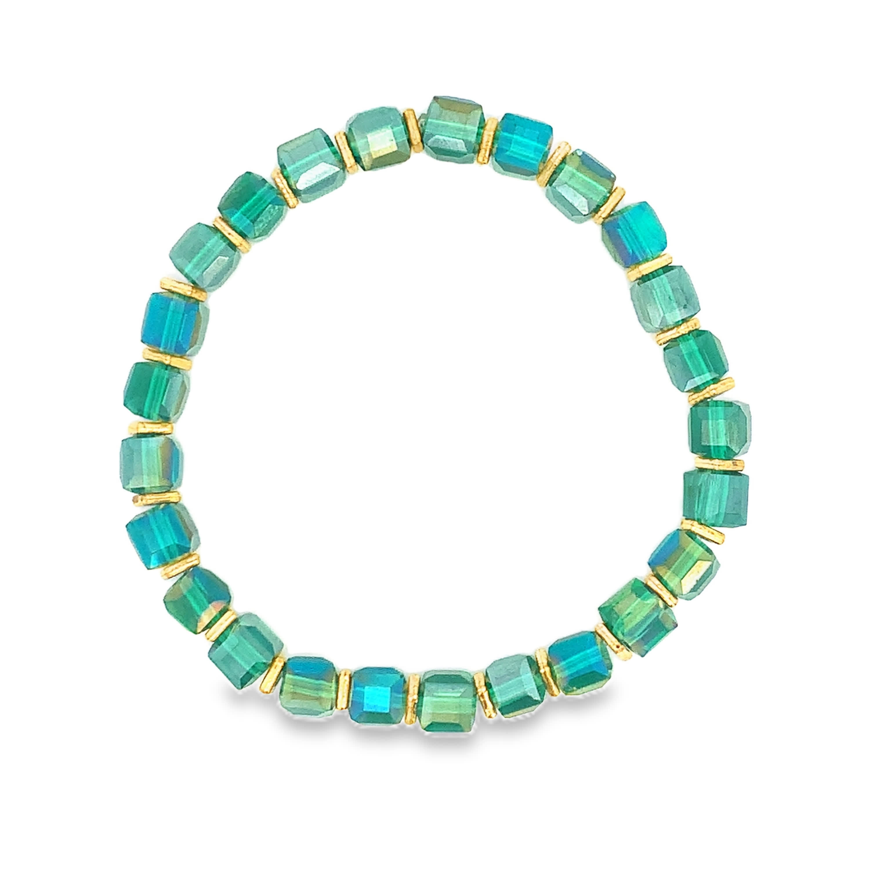 Bransoletka z koralików w kolorze żółtego złota z kwadratowymi kryształowymi kaboszonami