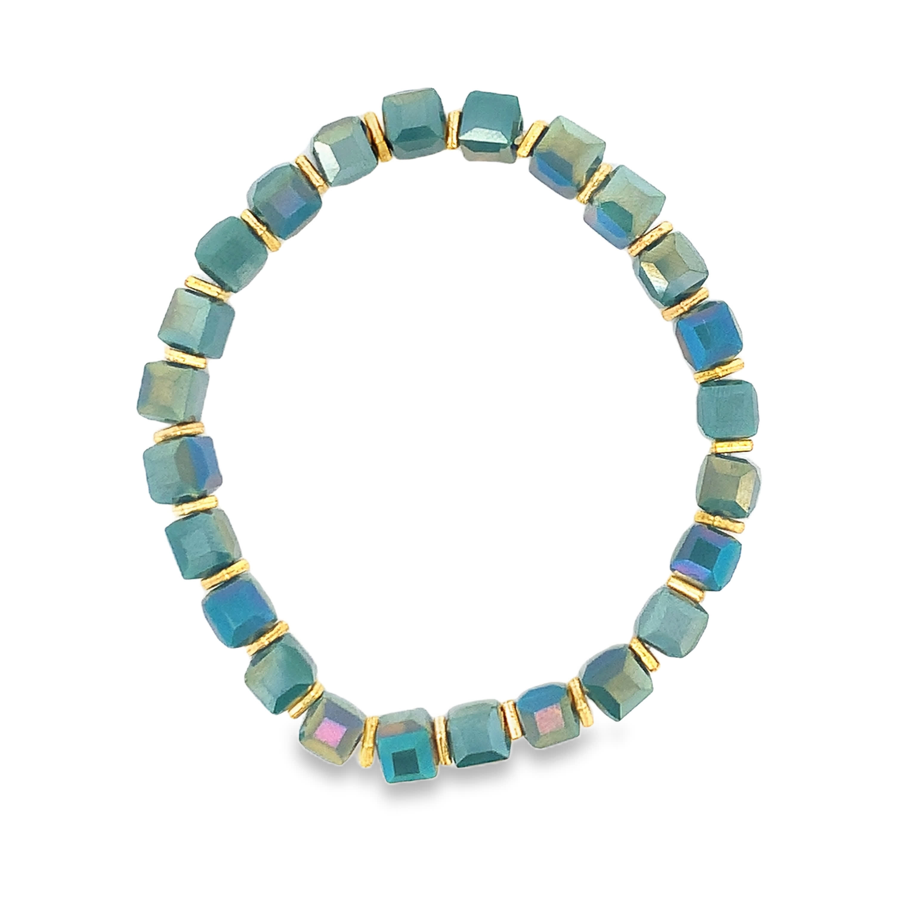Bransoletka z koralików z niebiesko-zielonymi kryształowymi kaboszonami