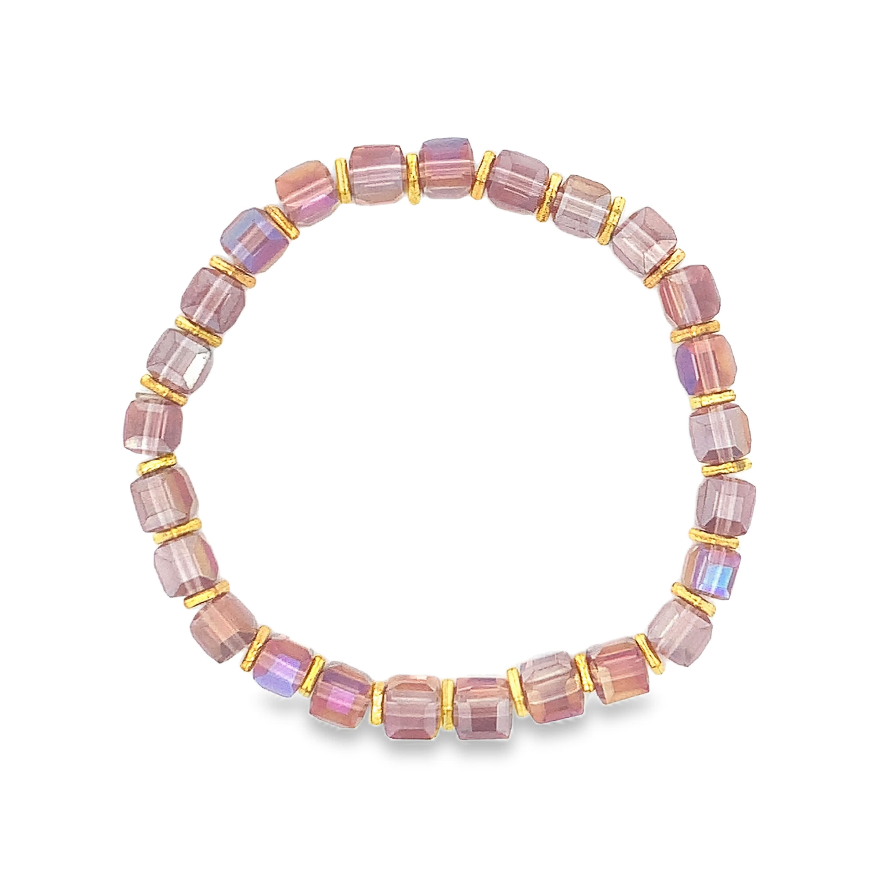 Bransoletka z koralików z fioletowego kwarcu w żółtym złocie