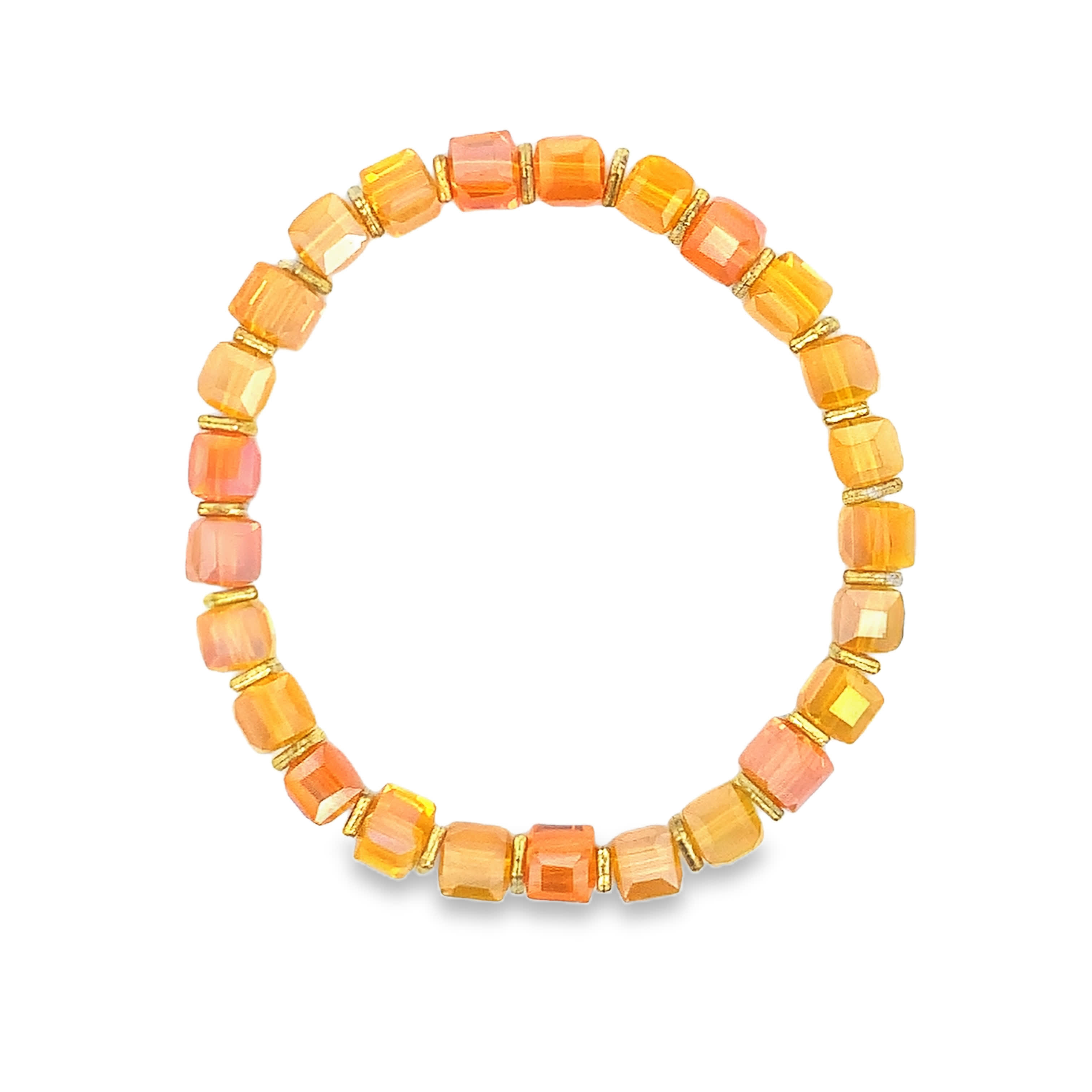 Bransoletka z koralików z pomarańczowego kwarcu z akcentami w kolorze żółtego złota