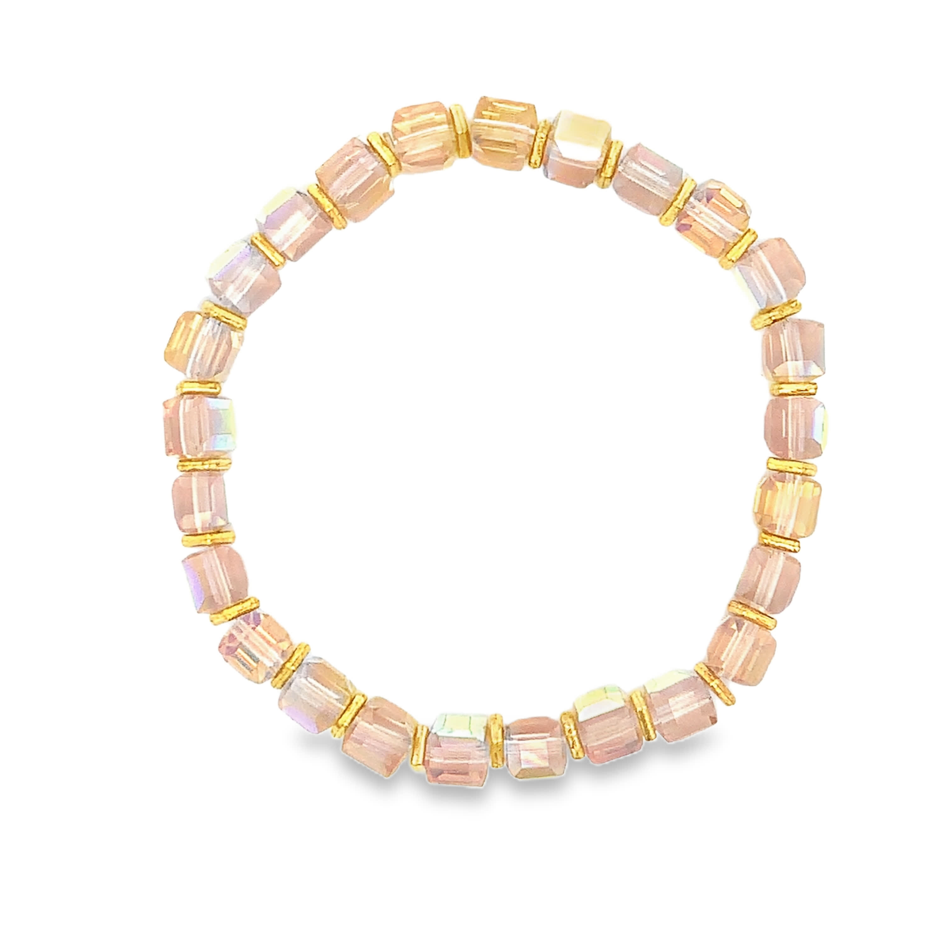 Żółtopomarańczowa bransoletka z koralików kryształowych ze złotymi akcentami