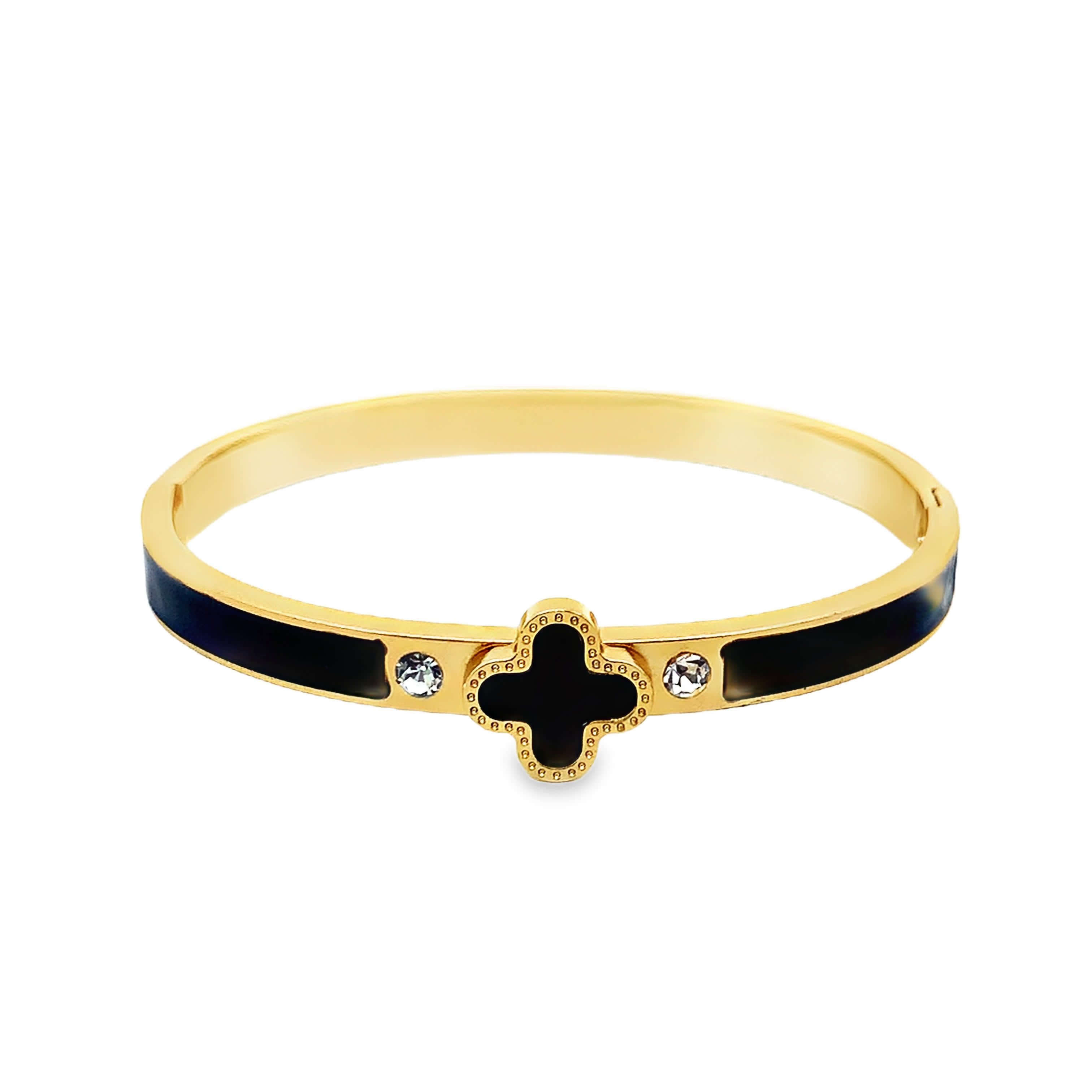 Bransoletka w kolorze żółtego złota z kryształowymi zdobieniami