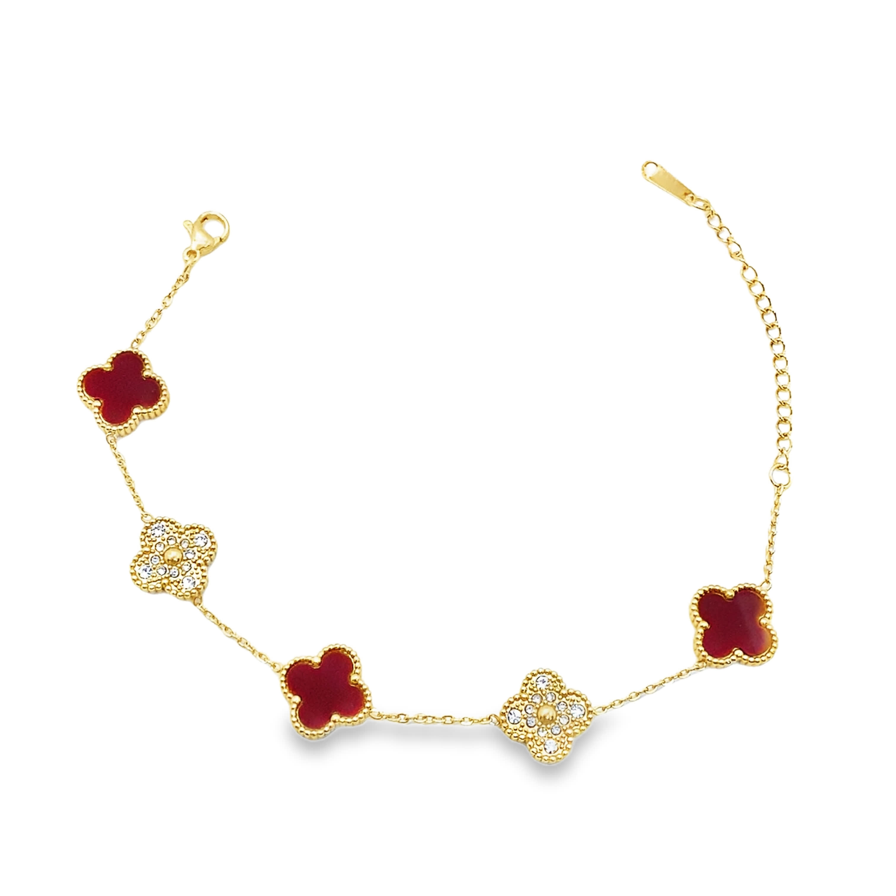 Bransoletka z łańcuszkiem w kolorze żółtego złota z motywem koniczyny