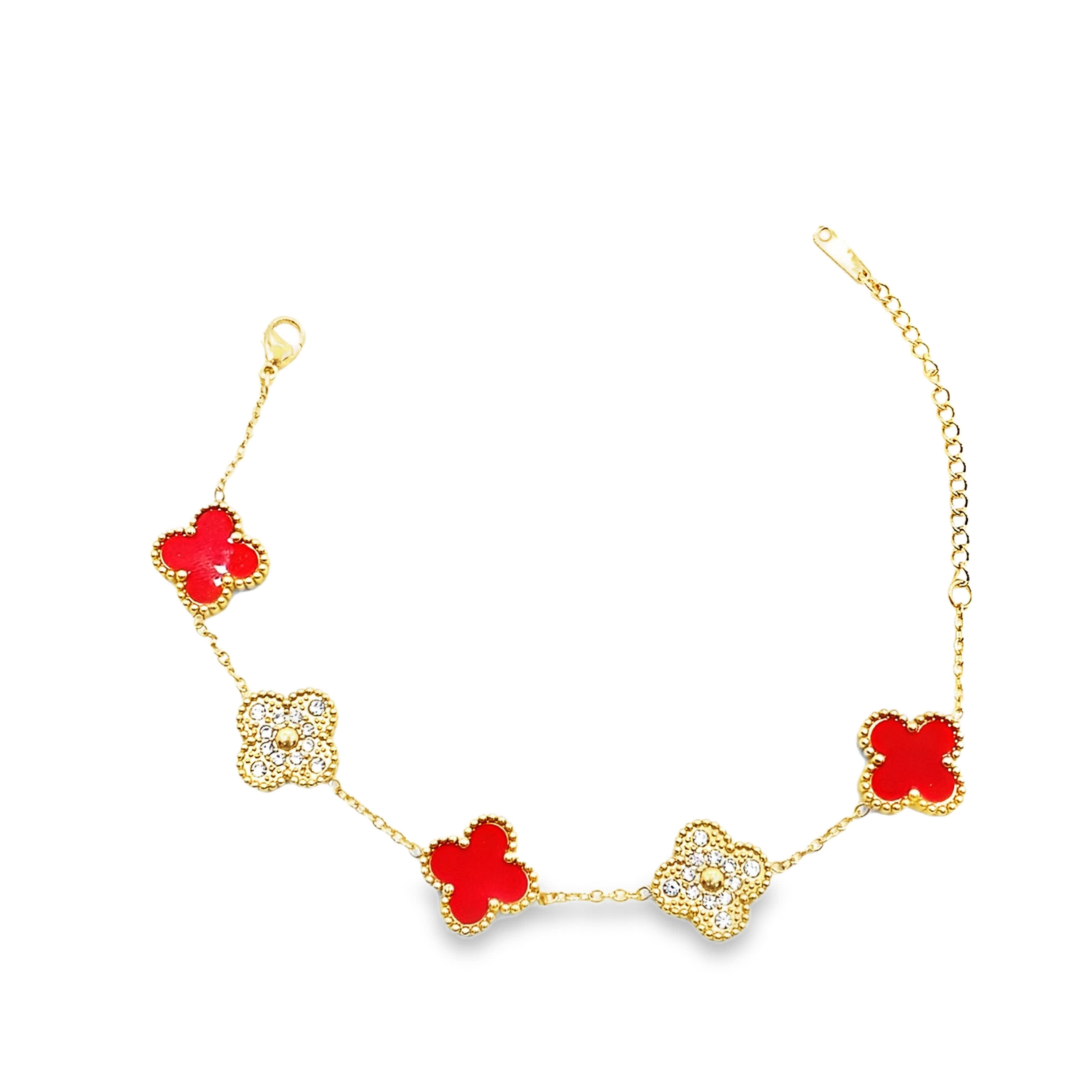 Bransoletka z zawieszką koniczyny w kolorze żółtego złota z okrągłymi diamentami