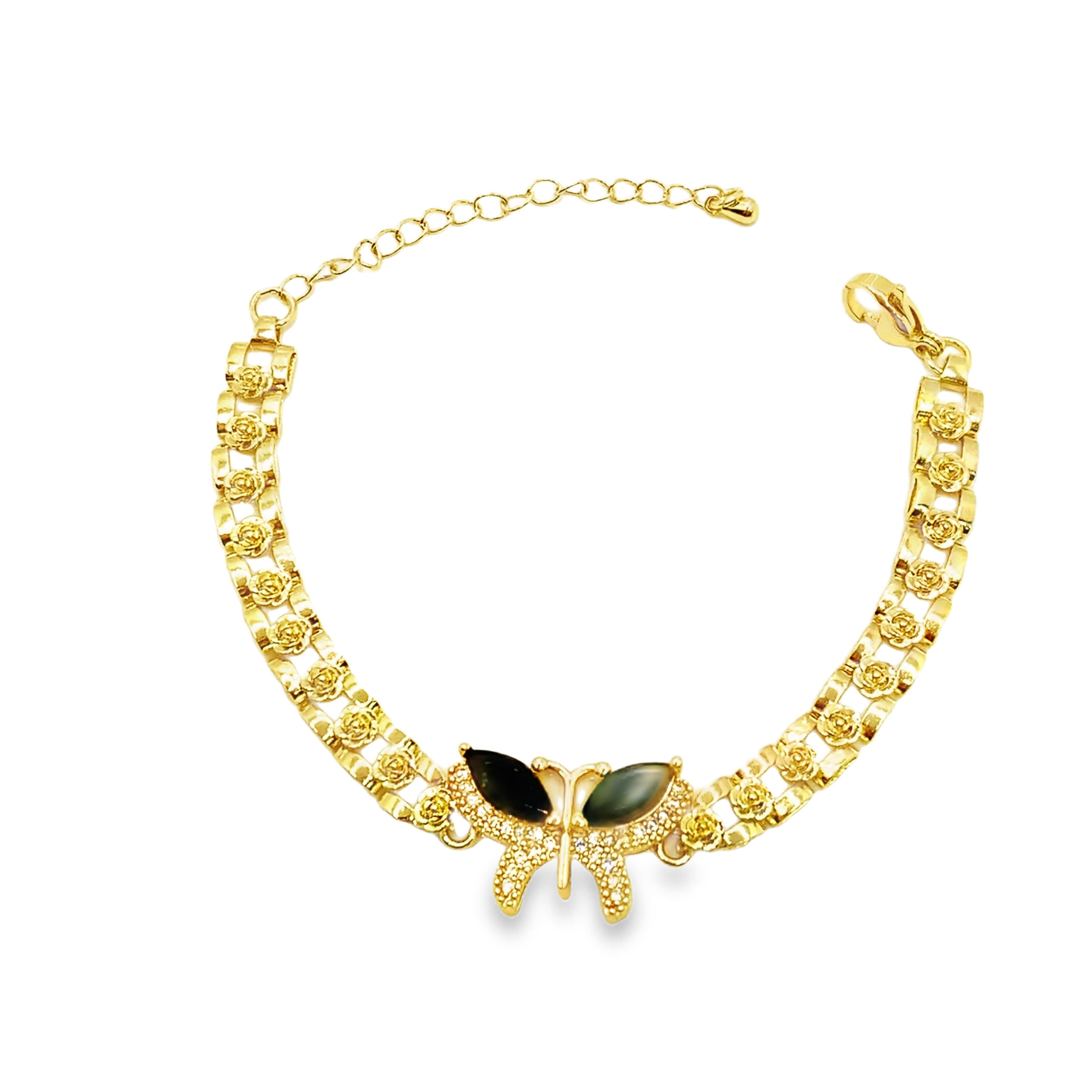 Bransoletka w kolorze żółtego złota z owalnym akcentem onyksowym