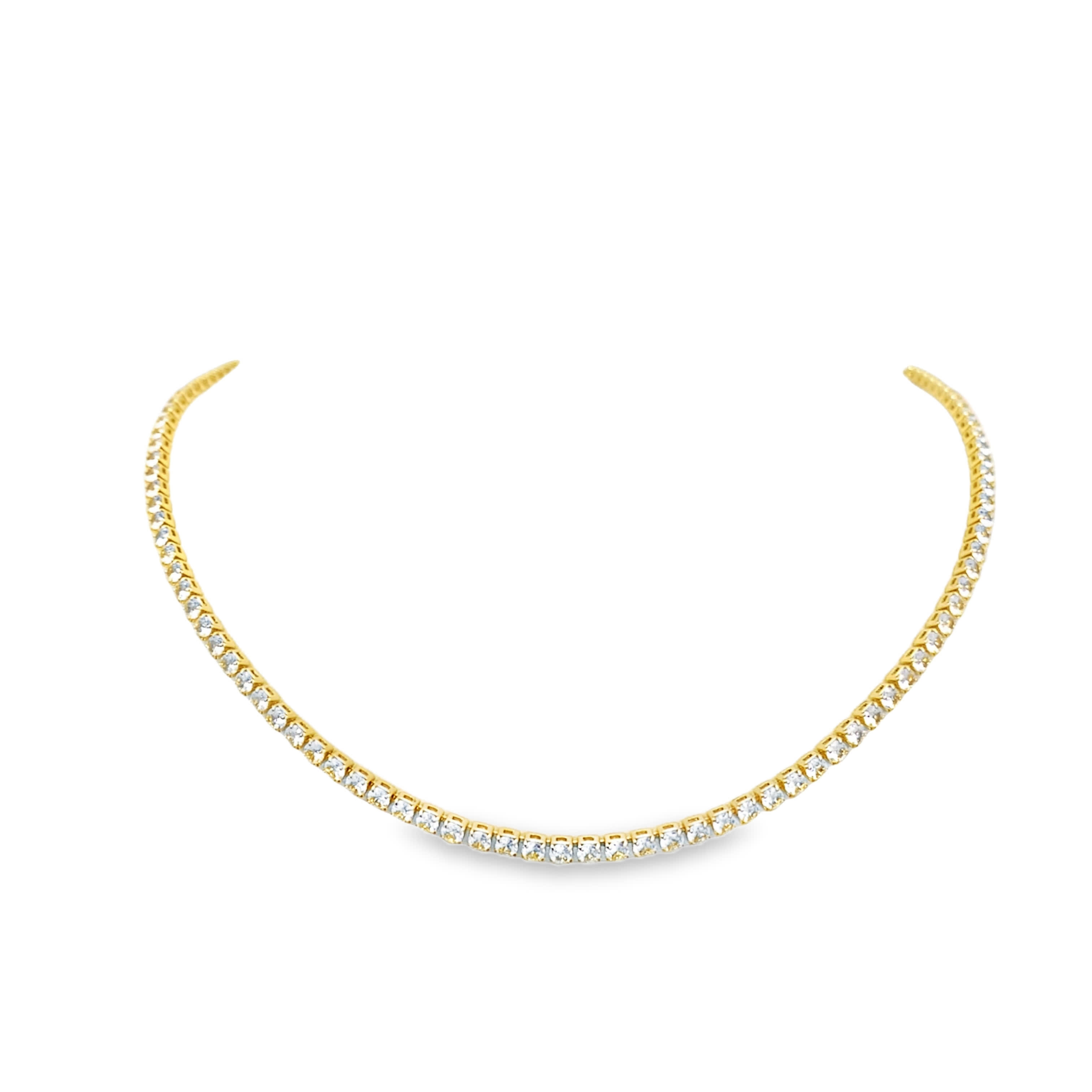 Naszyjnik tenisowy w kolorze żółtego złota z diamentami i okrągłymi diamentami