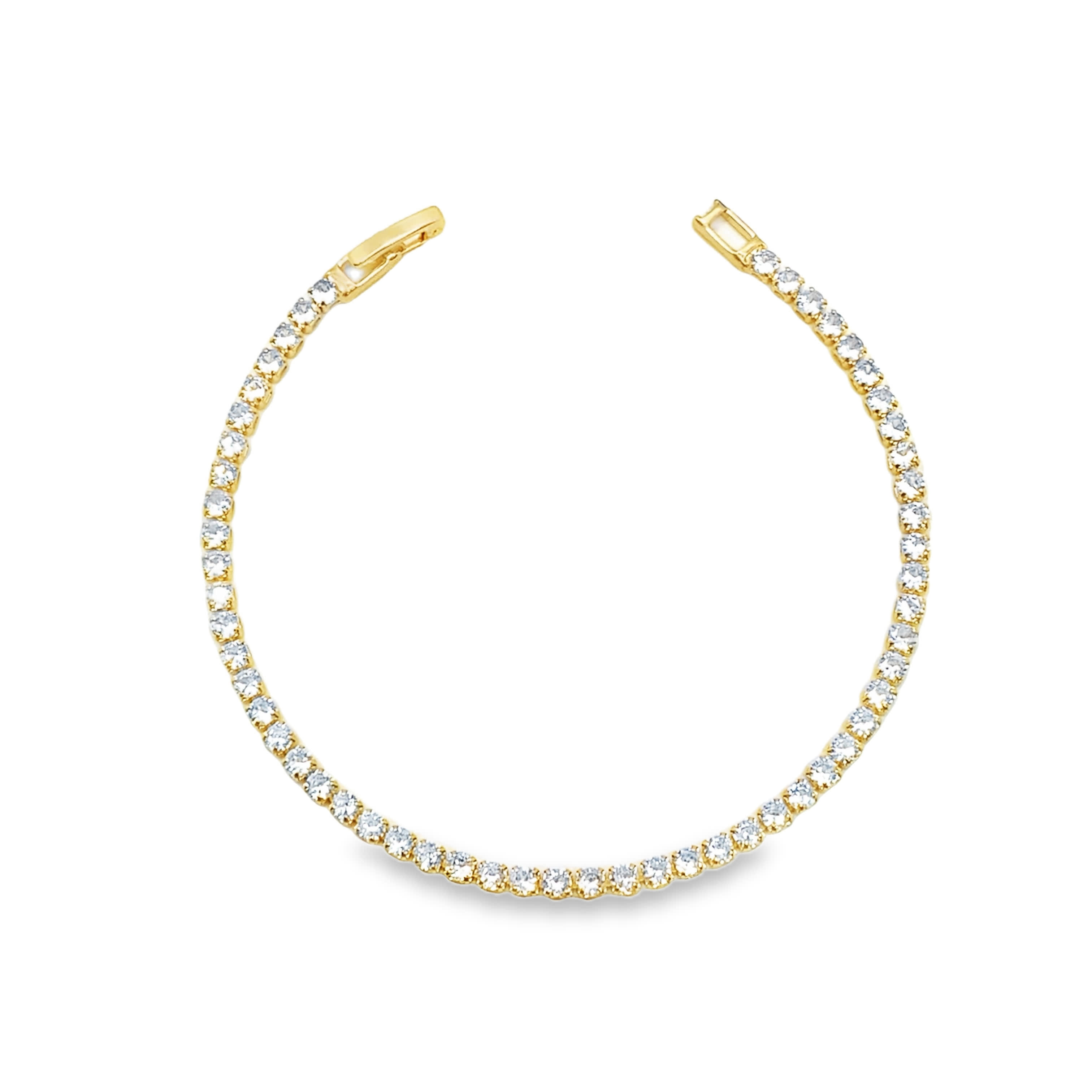 Bransoletka tenisowa w kolorze żółtego złota z diamentami i okrągłymi diamentami