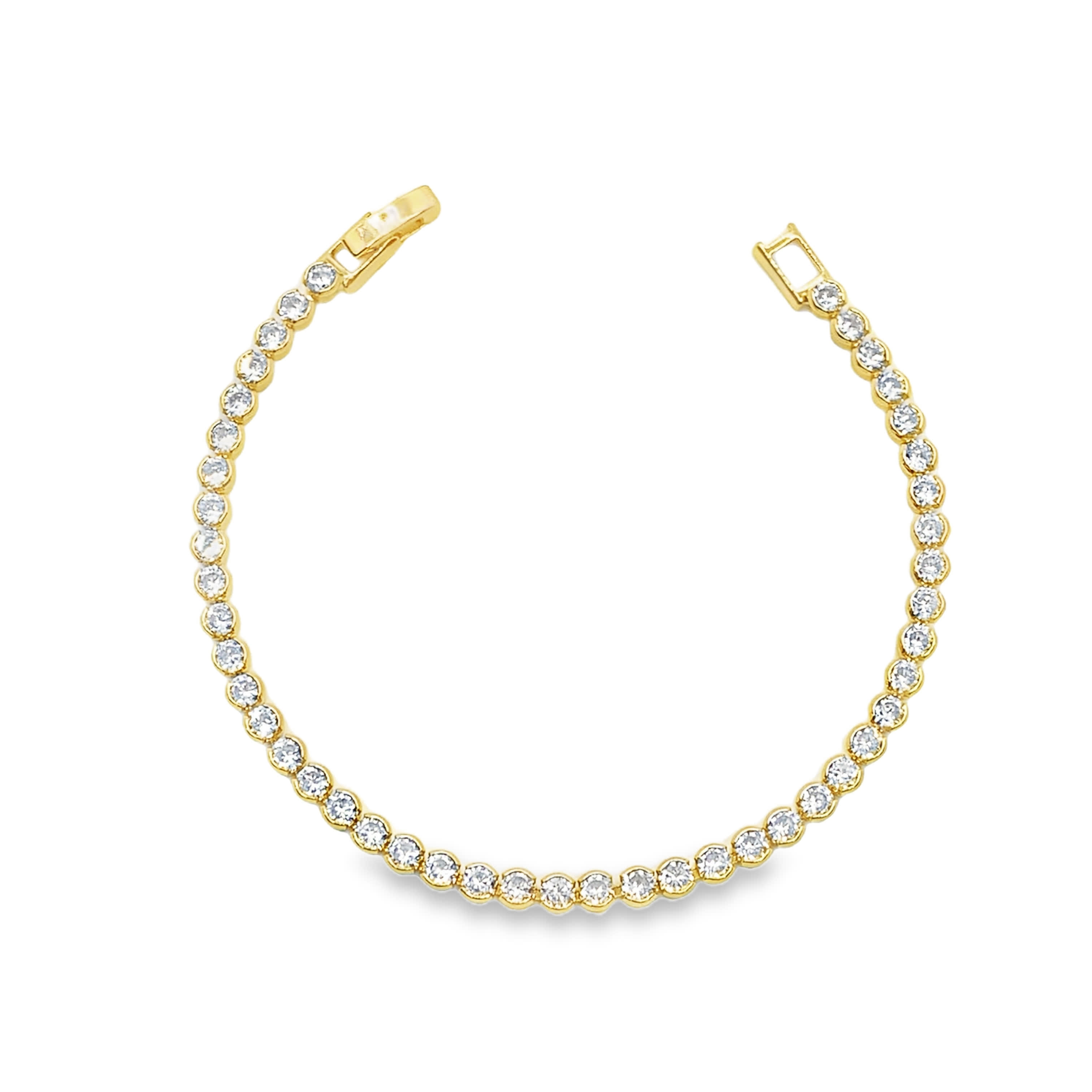 Bransoletka tenisowa w kolorze żółtego złota z diamentami i okrągłym szlifem brylantowym