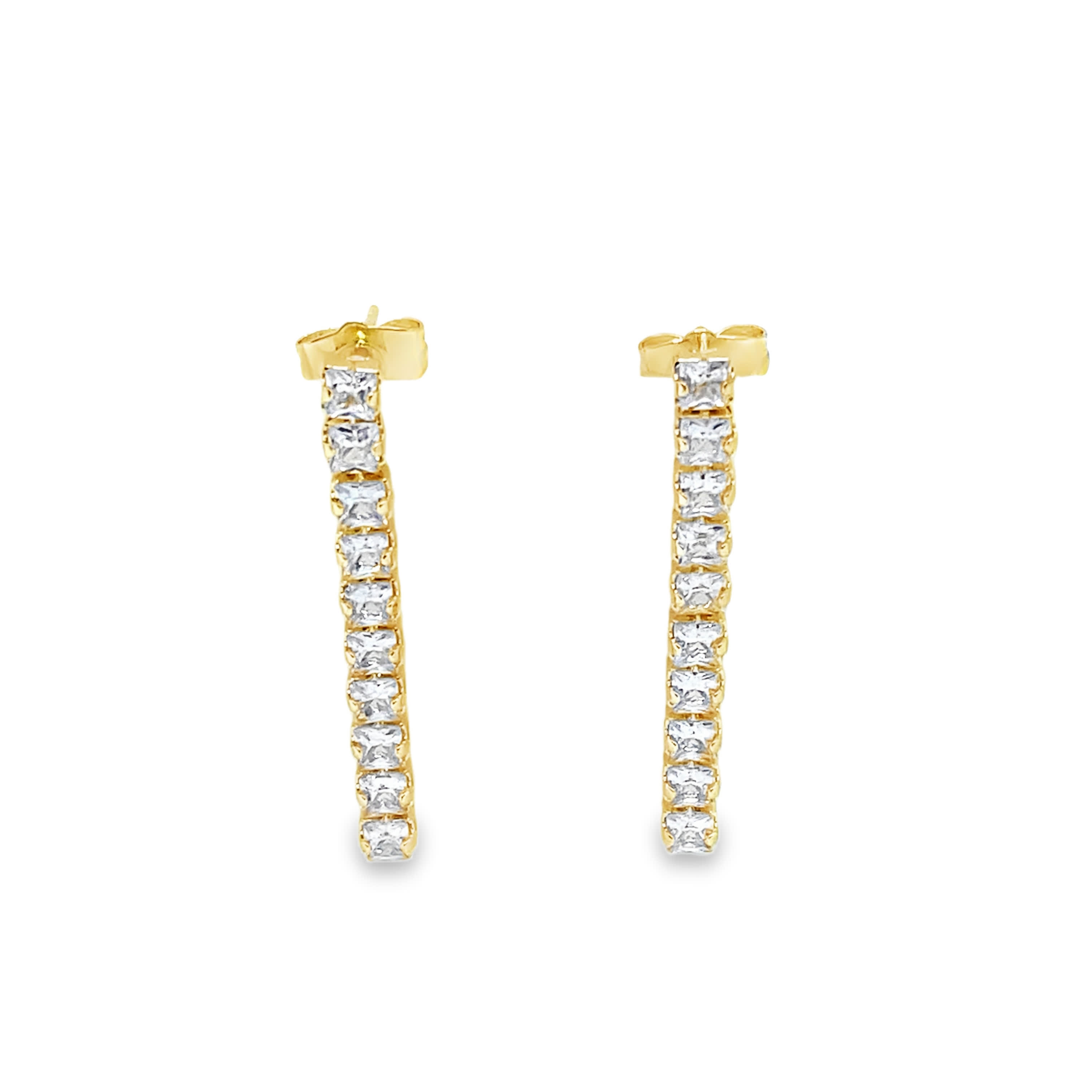 Kolczyki wiszące w kolorze żółtego złota z kwadratowymi diamentami