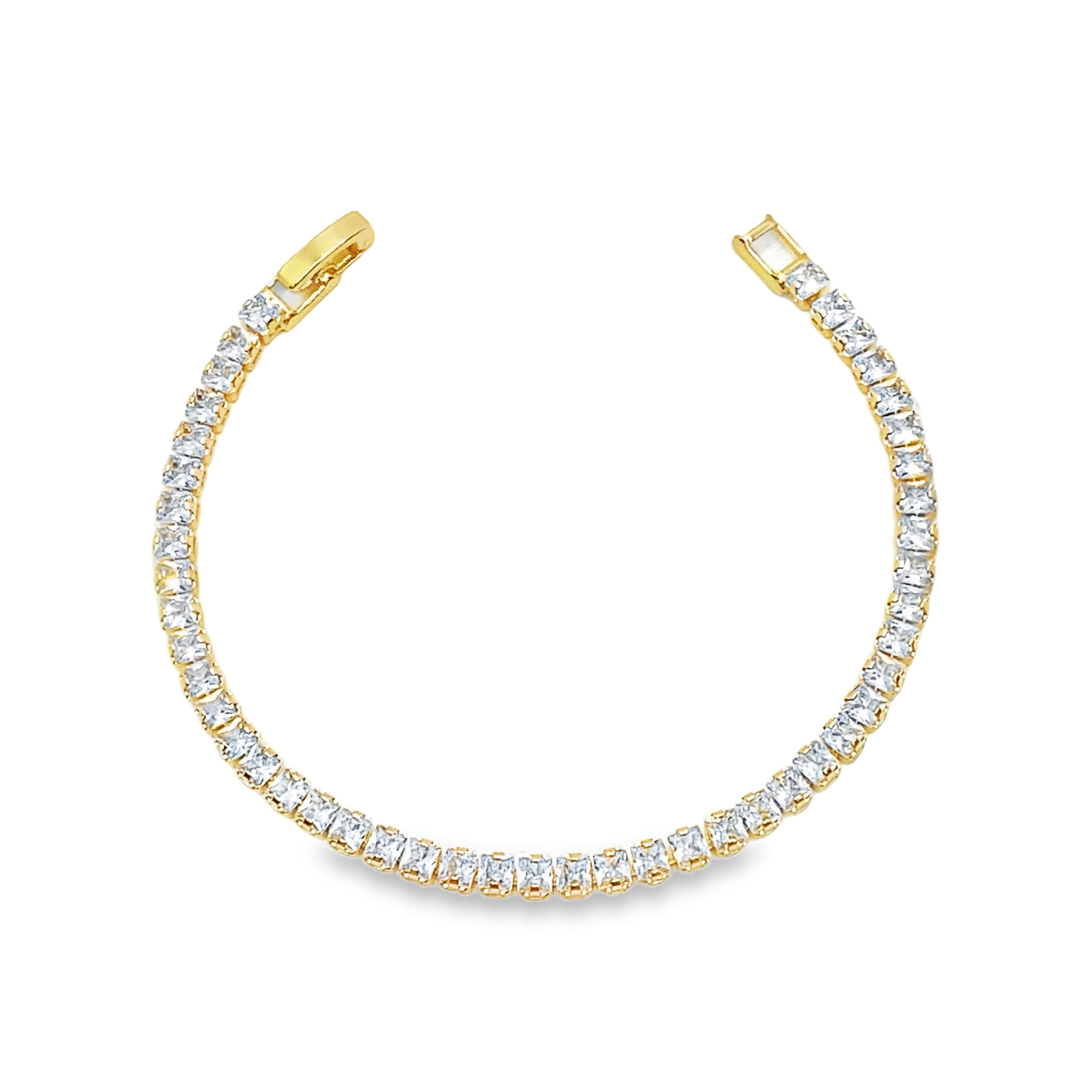 Bransoletka tenisowa w kolorze żółtego złota z kwadratowymi diamentami