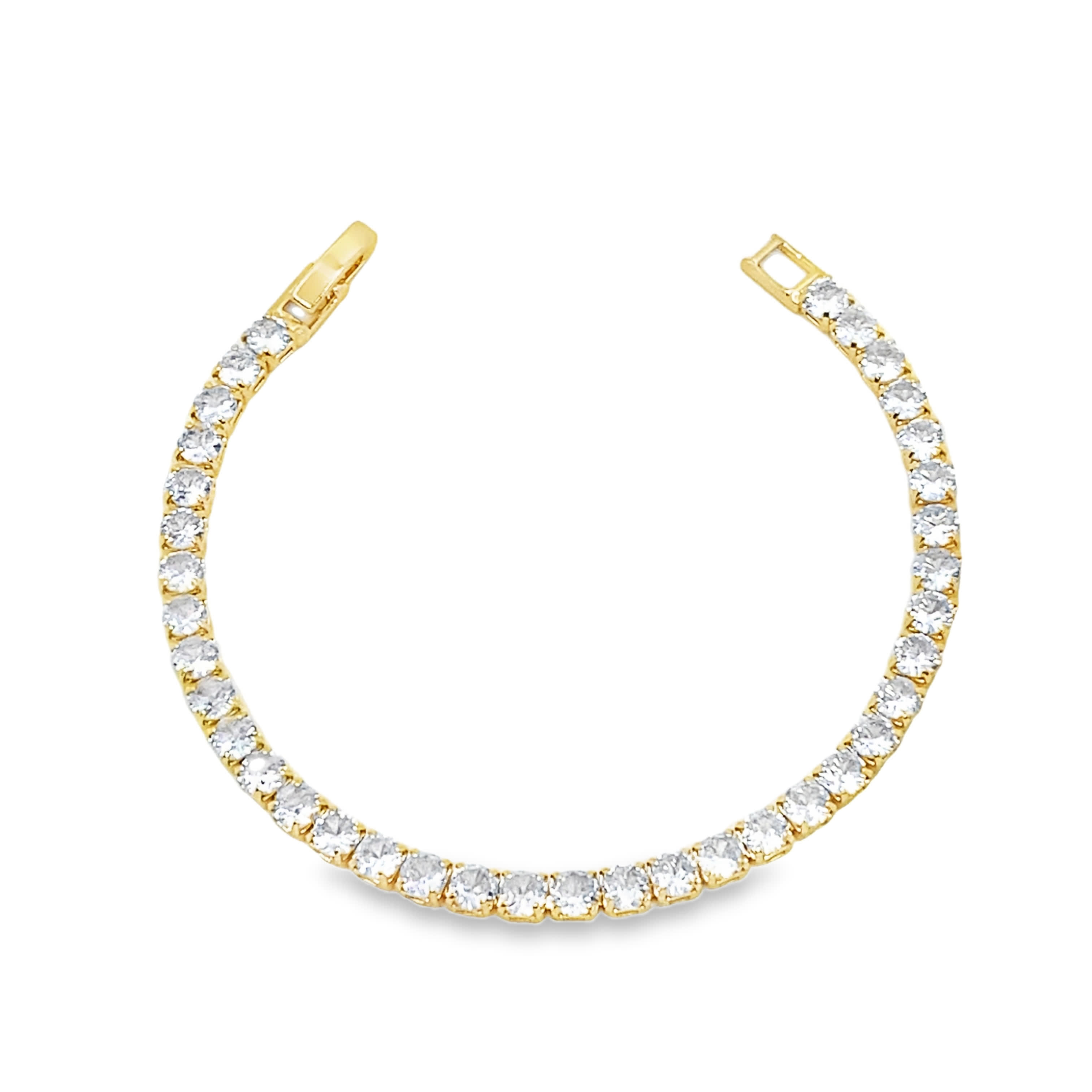 Bransoletka tenisowa w kolorze żółtego złota z okrągłymi diamentami