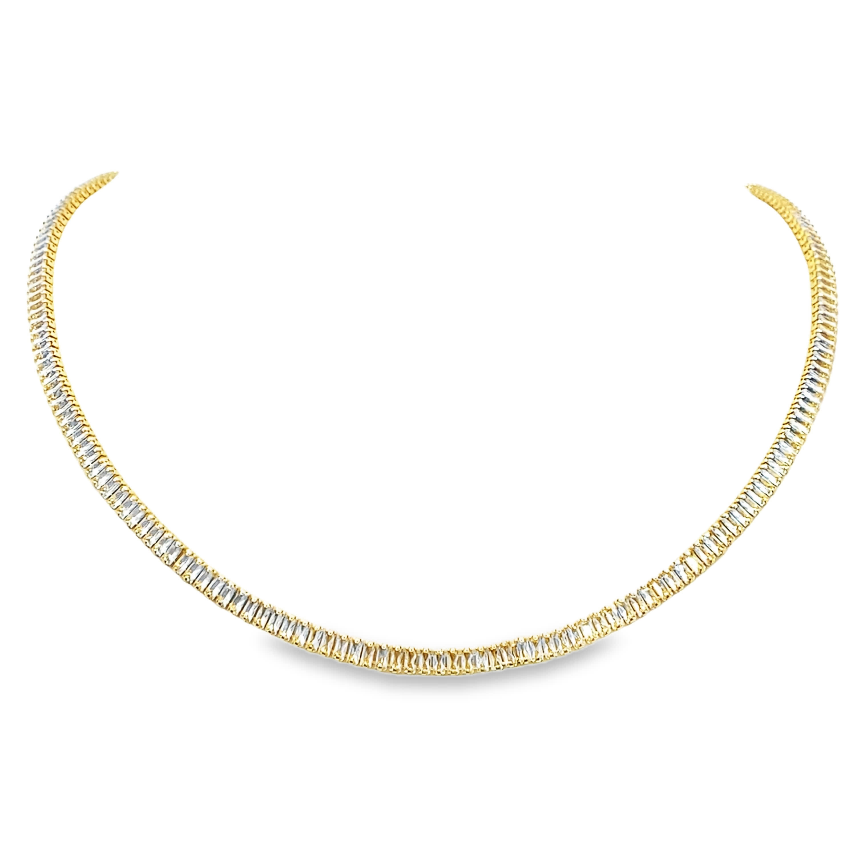 Naszyjnik z diamentami w kolorze bagietki w żółtym złocie