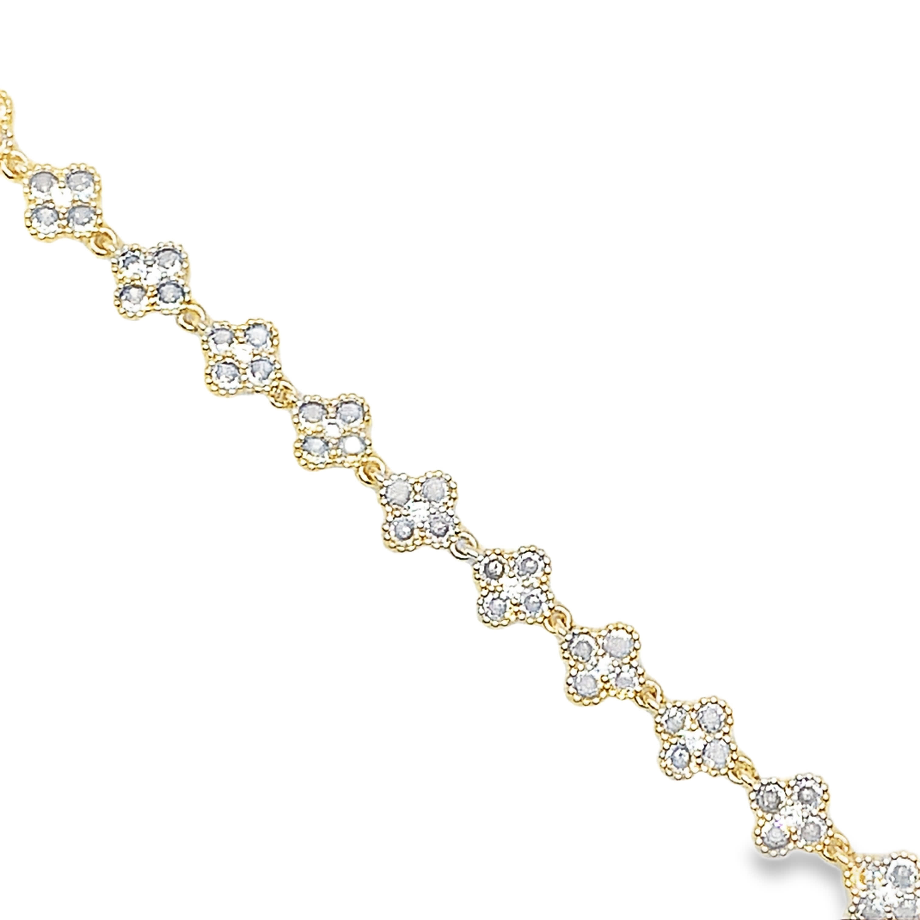 Bransoletka z łańcuszkiem w kolorze żółtego złota i diamentowej koniczyny