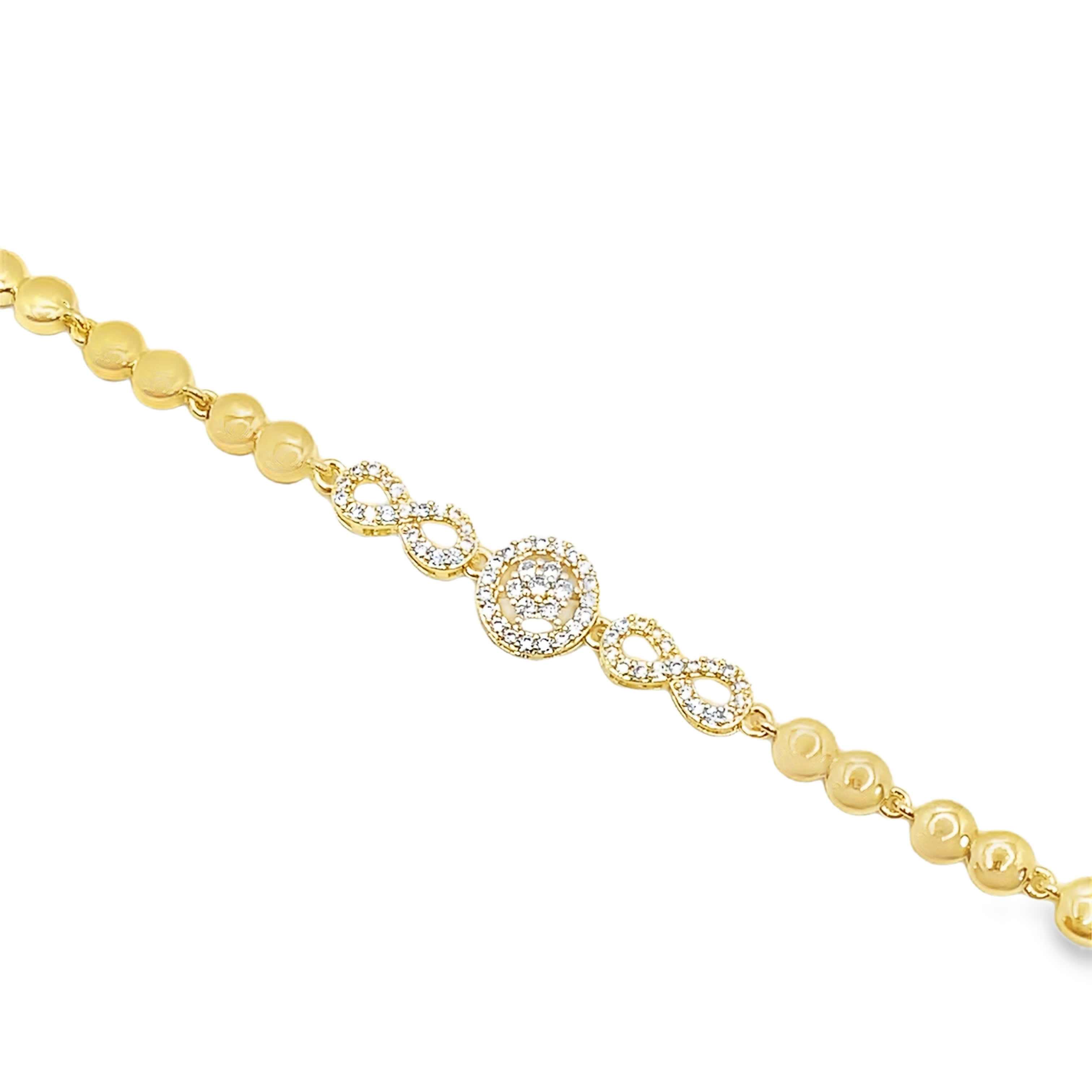 Bransoletka z koralików w kolorze żółtego złota z okrągłym diamentem