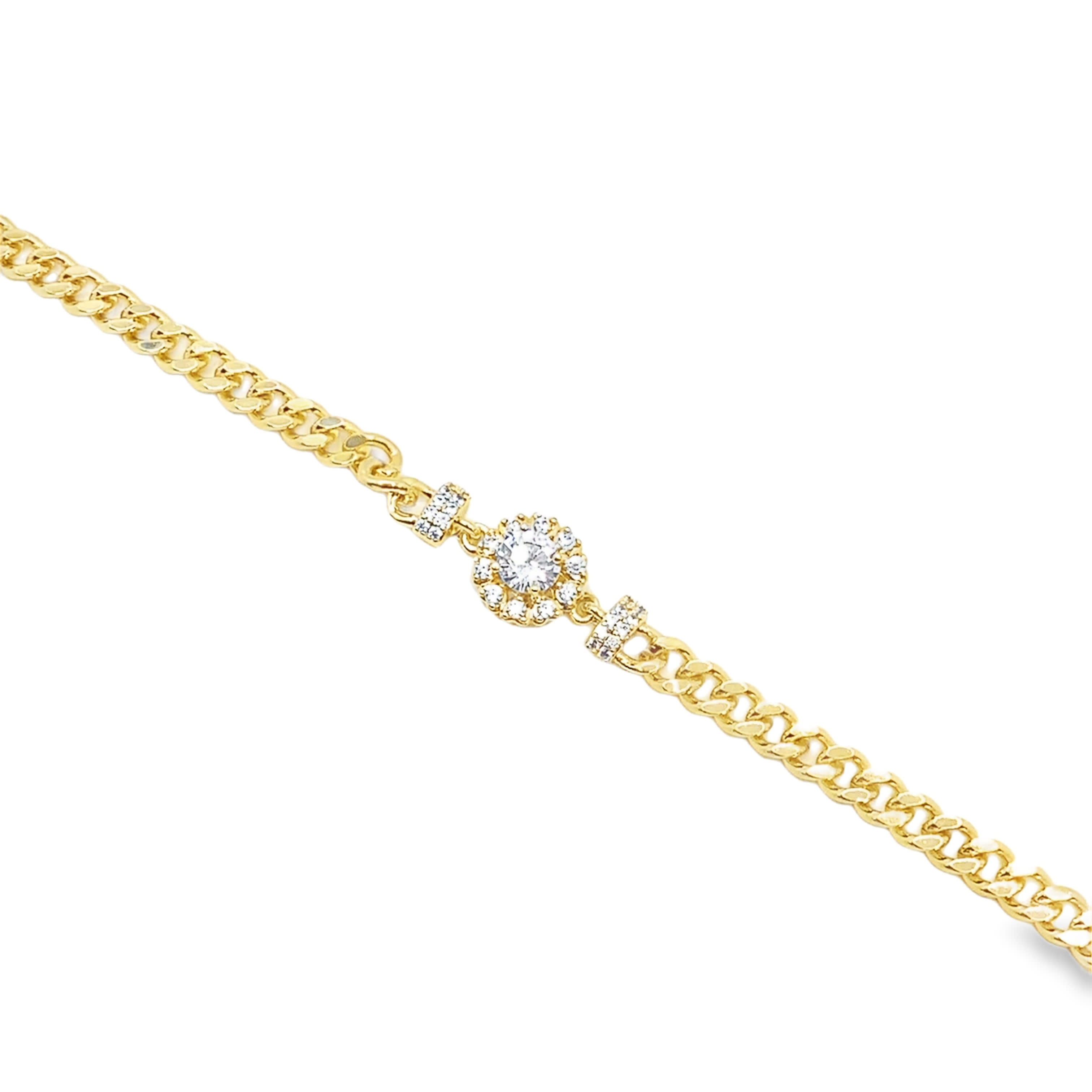 Bransoletka w kolorze żółtego złota z okrągłym diamentem w środku