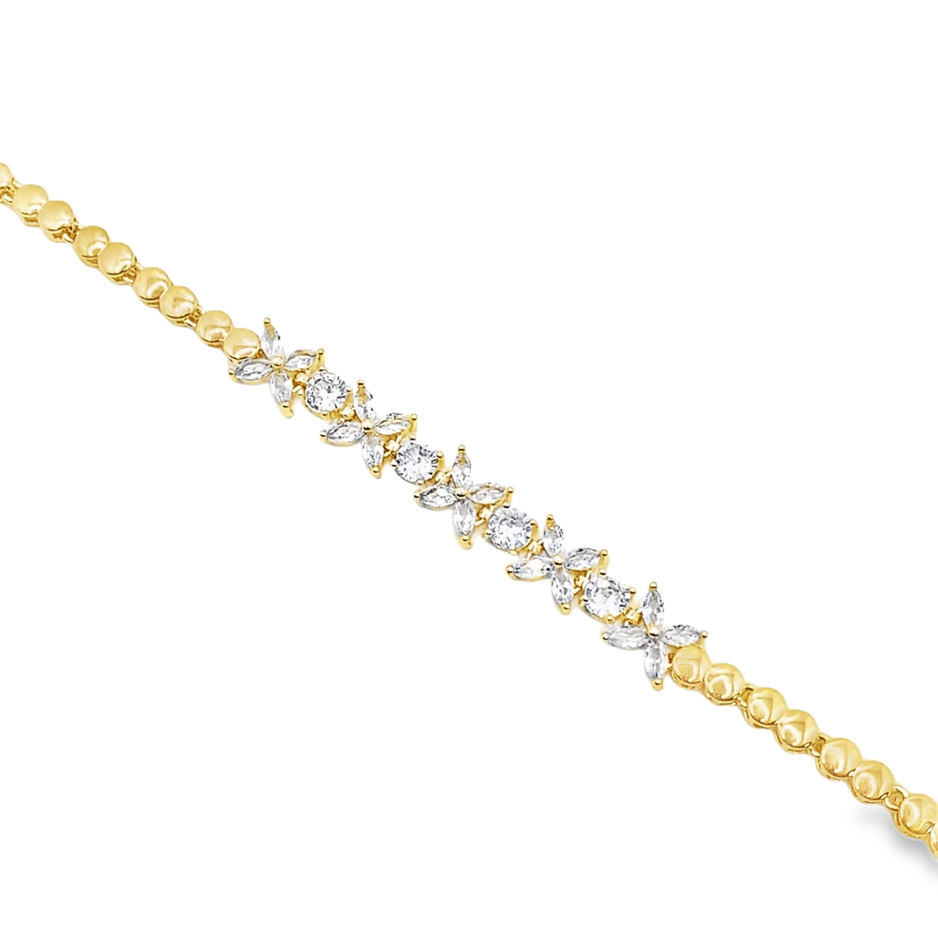 Bransoletka w kolorze żółtego złota z okrągłymi kryształami