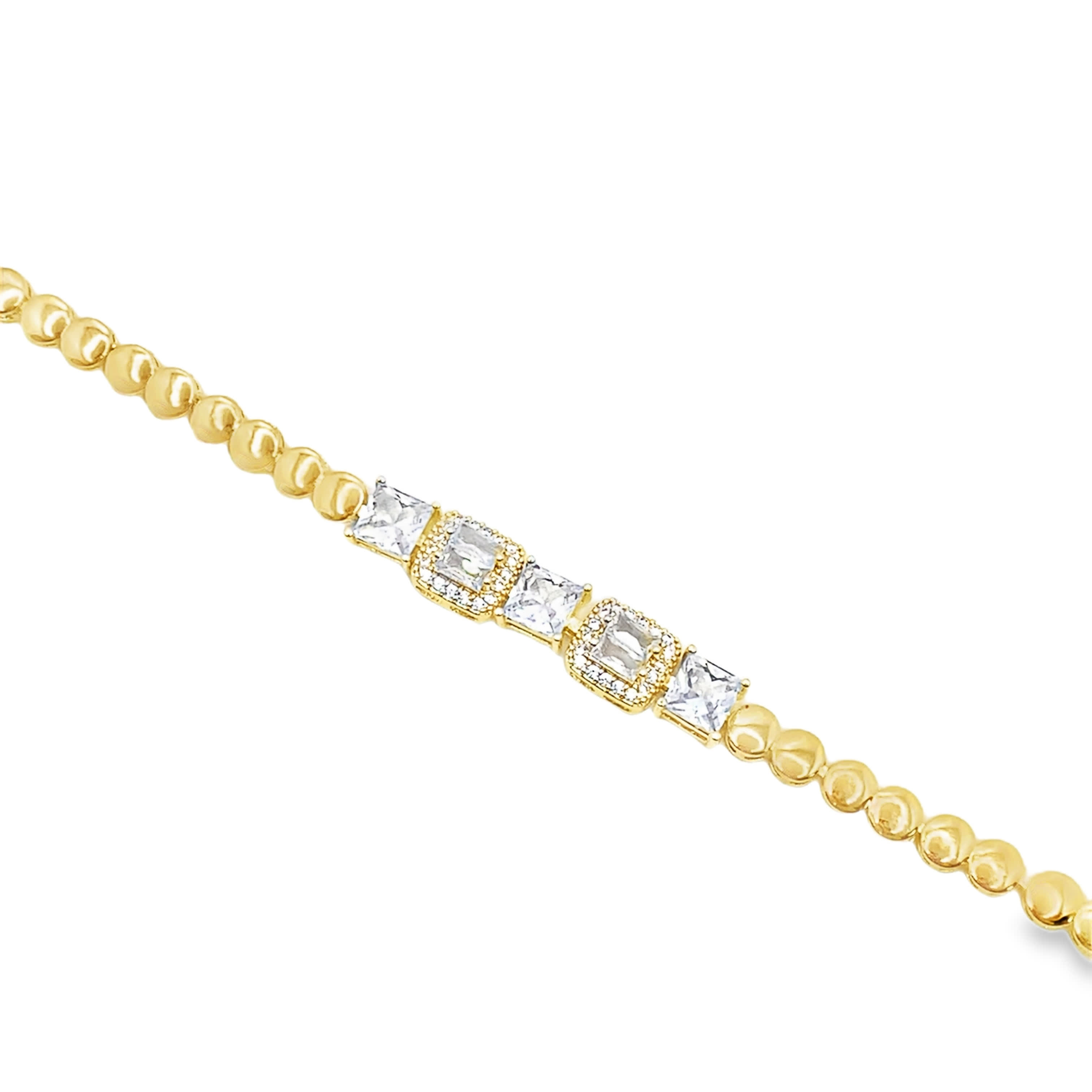 Bransoletka tenisowa w kolorze żółtego złota z kwadratowym diamentem