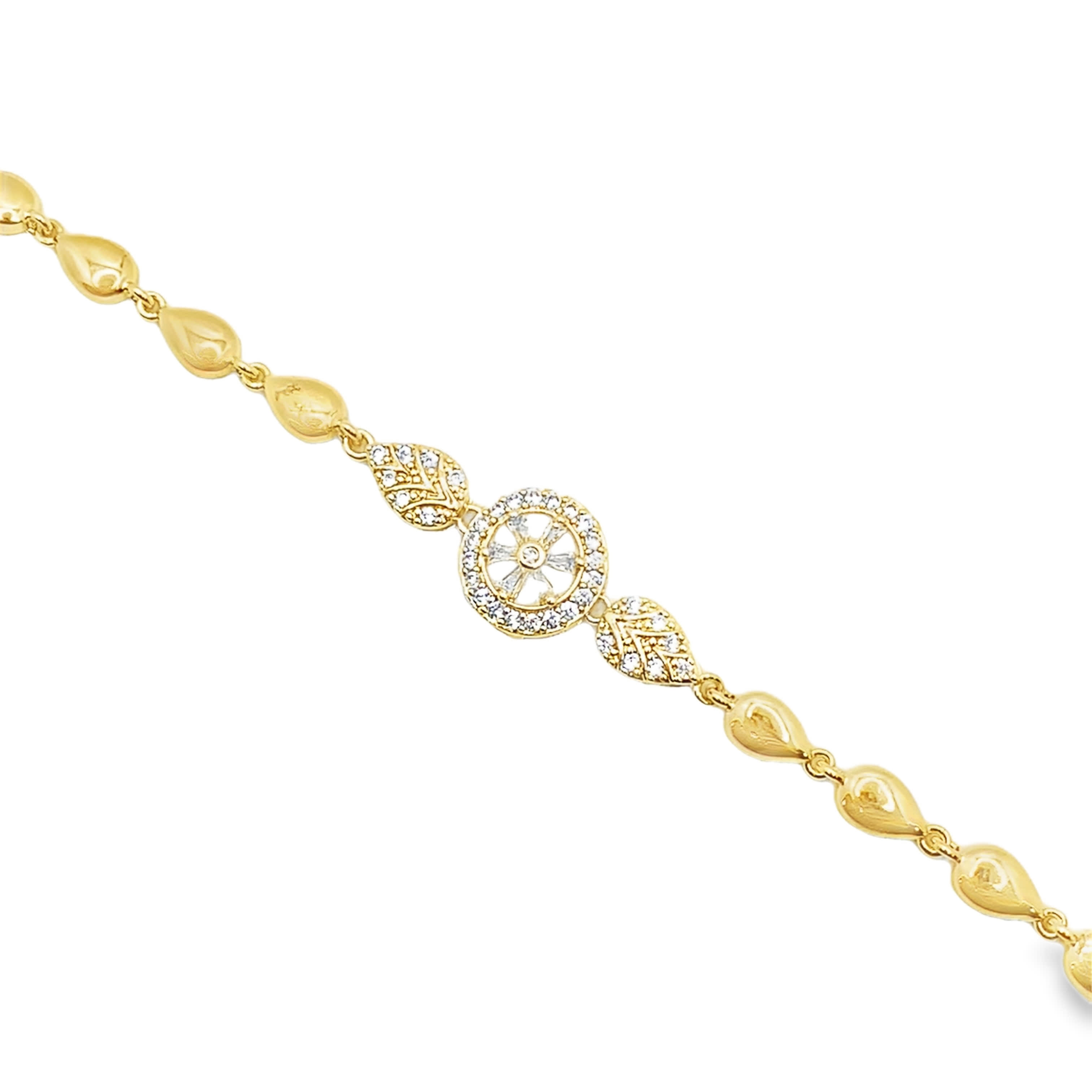 Bransoletka w kolorze żółtego złota z okrągłym diamentem w środku