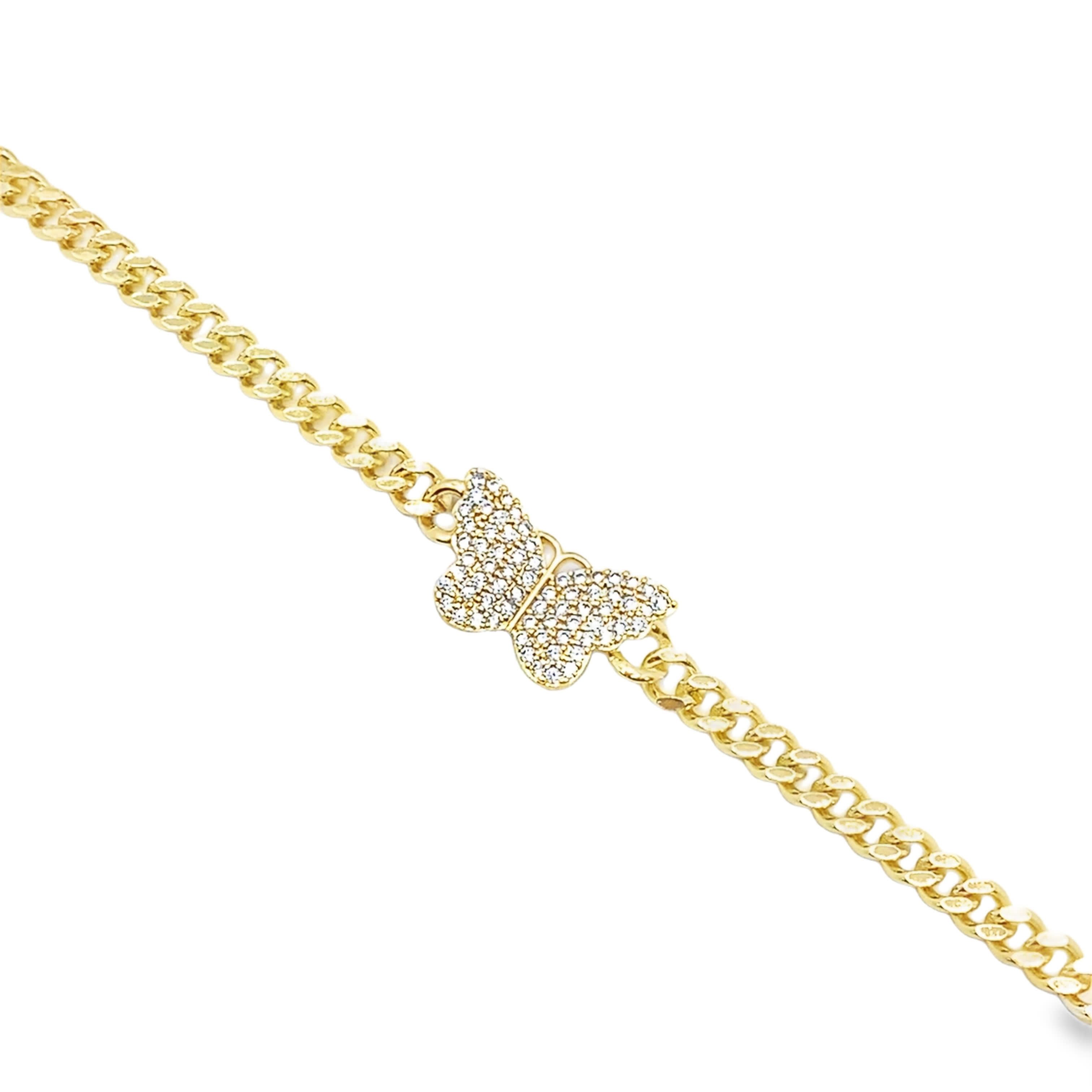 Bransoletka w kolorze żółtego złota z zawieszką w kształcie diamentu o szlifie okrągłym