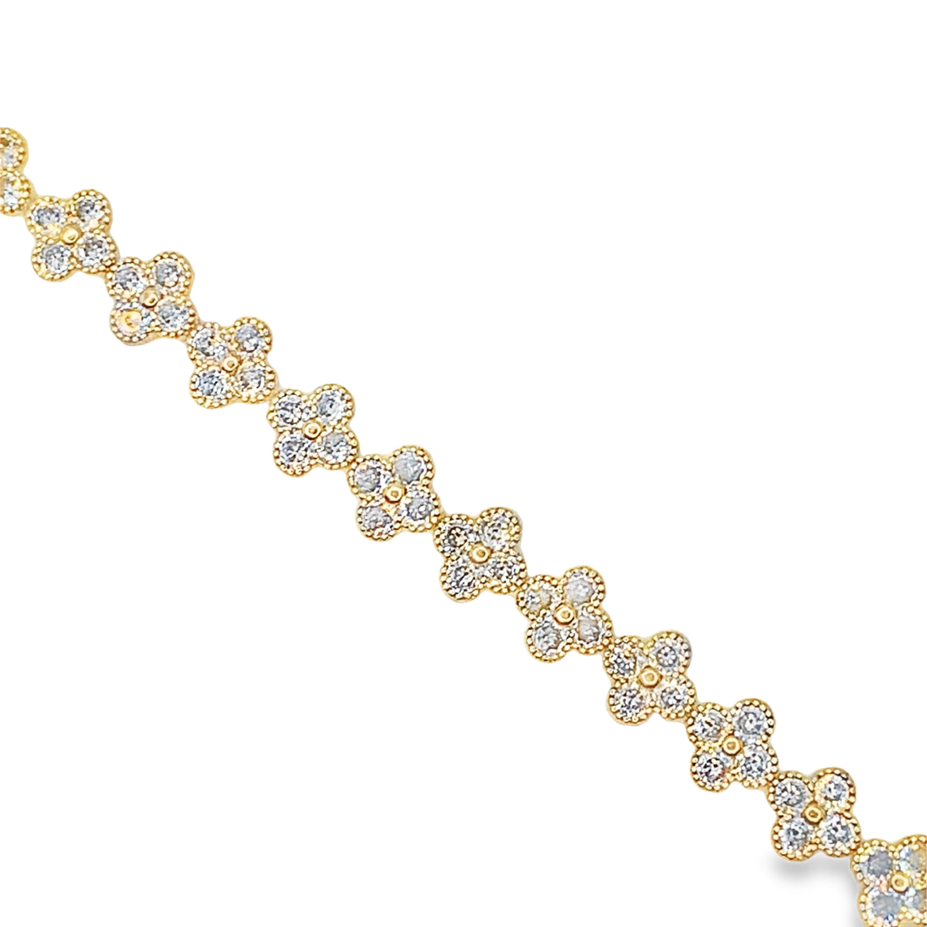 Bransoletka tenisowa Clover w kolorze żółtego złota z diamentami