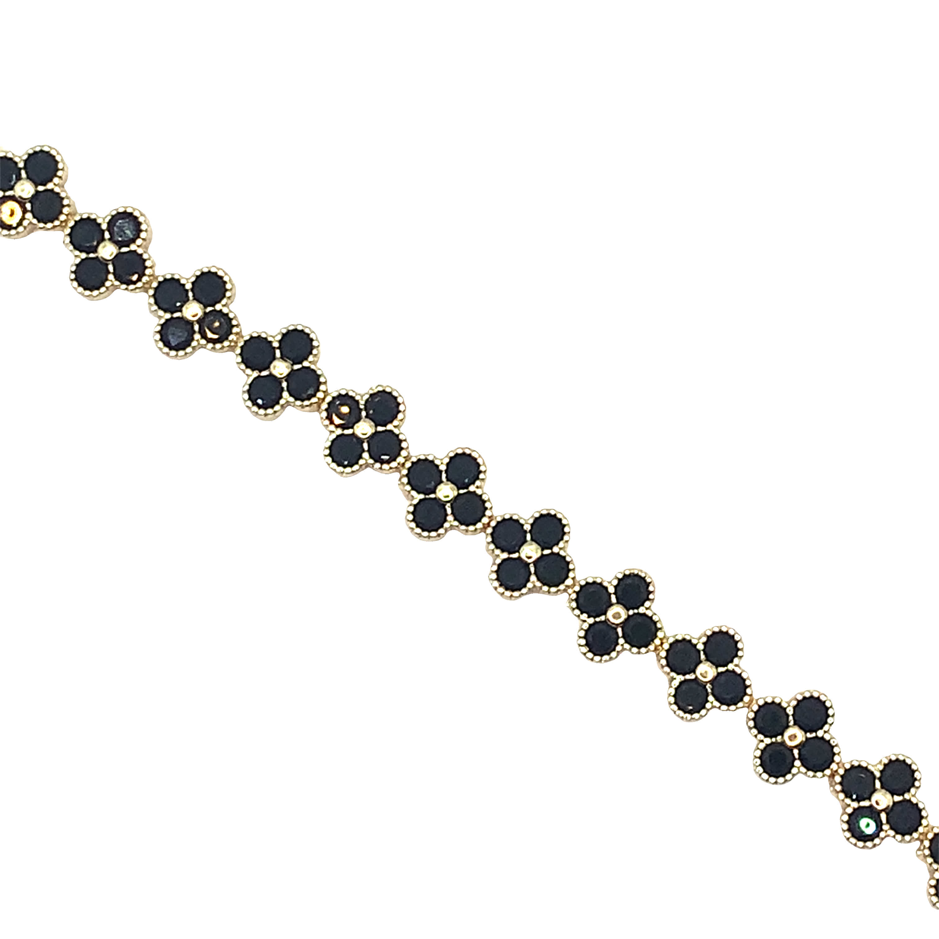 Bransoletka w kolorze żółtego złota z łańcuszkiem i akcentami onyksu