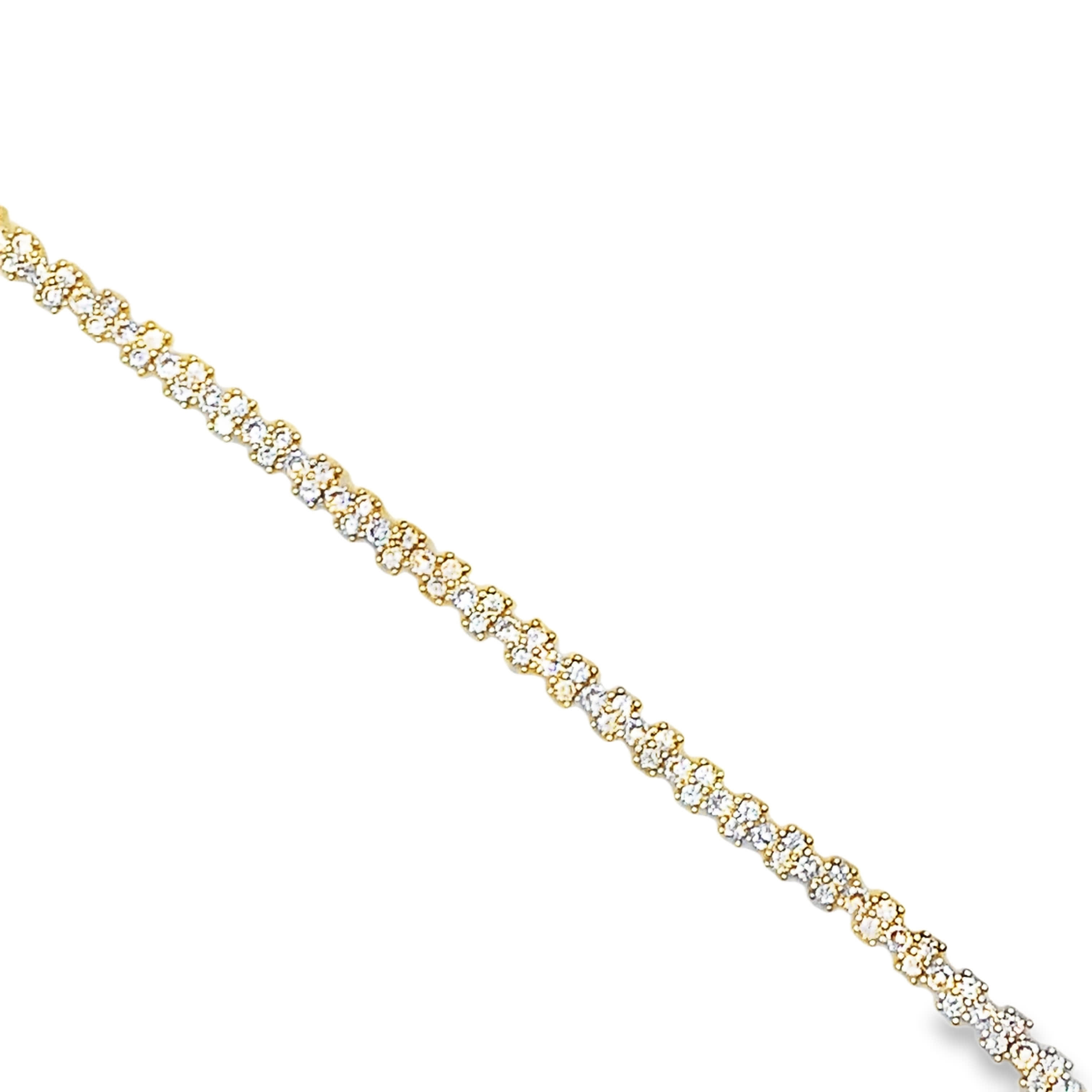 Bransoletka tenisowa w kolorze żółtego złota z okrągłymi diamentami