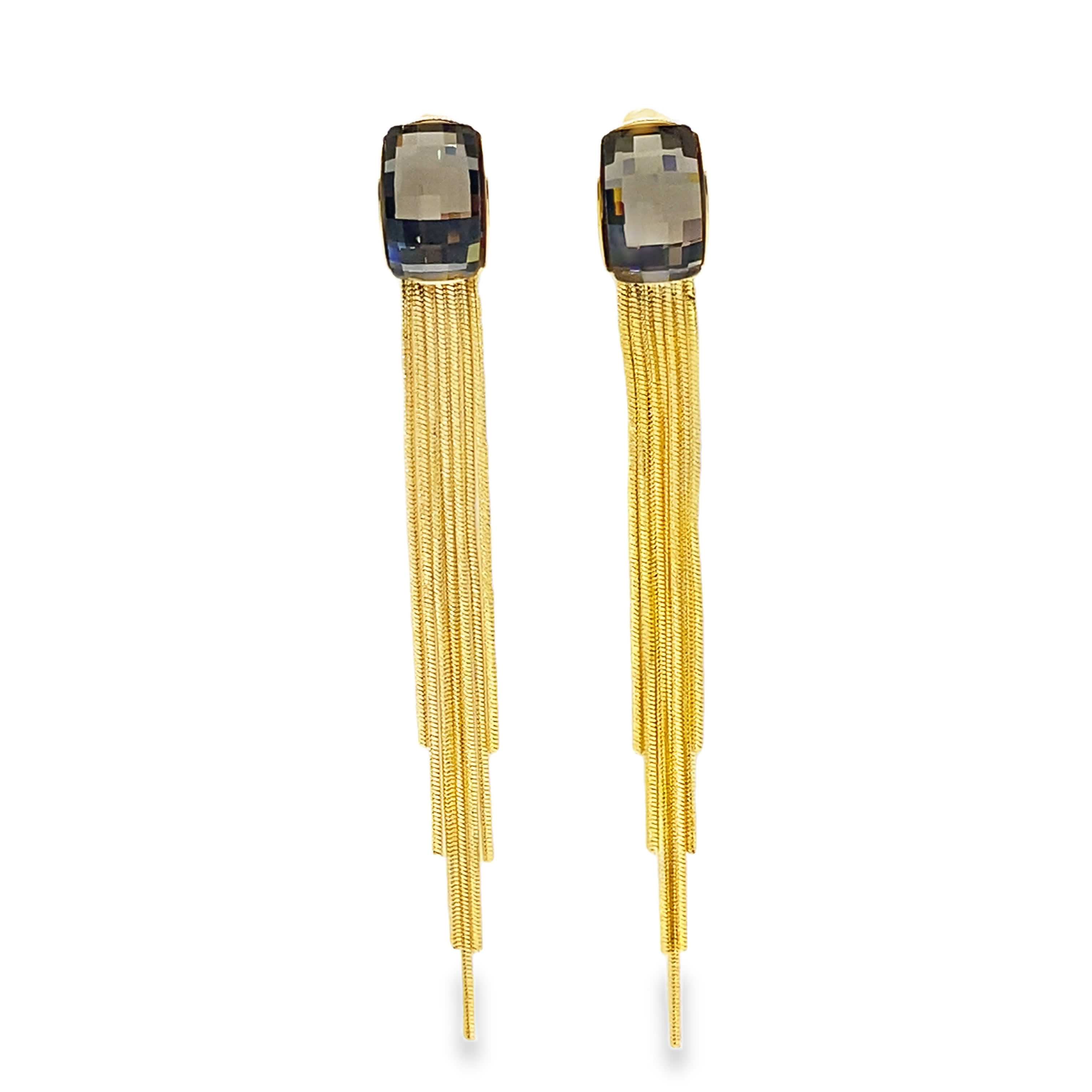 Kolczyki wiszące w kolorze żółtego złota z kamieniem kwarcowym