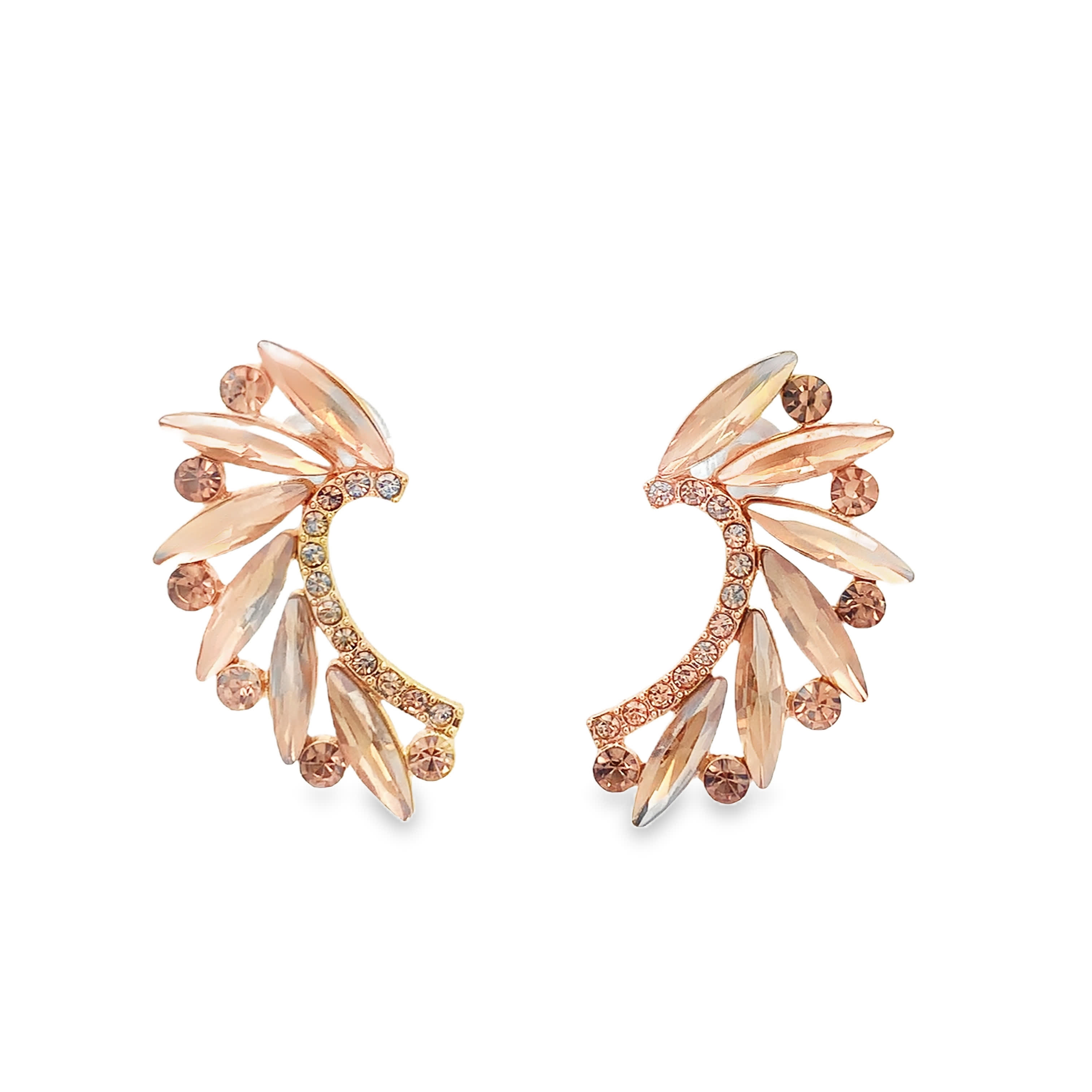 Kolczyki mankietowe z kryształkami w kolorze różowego złota