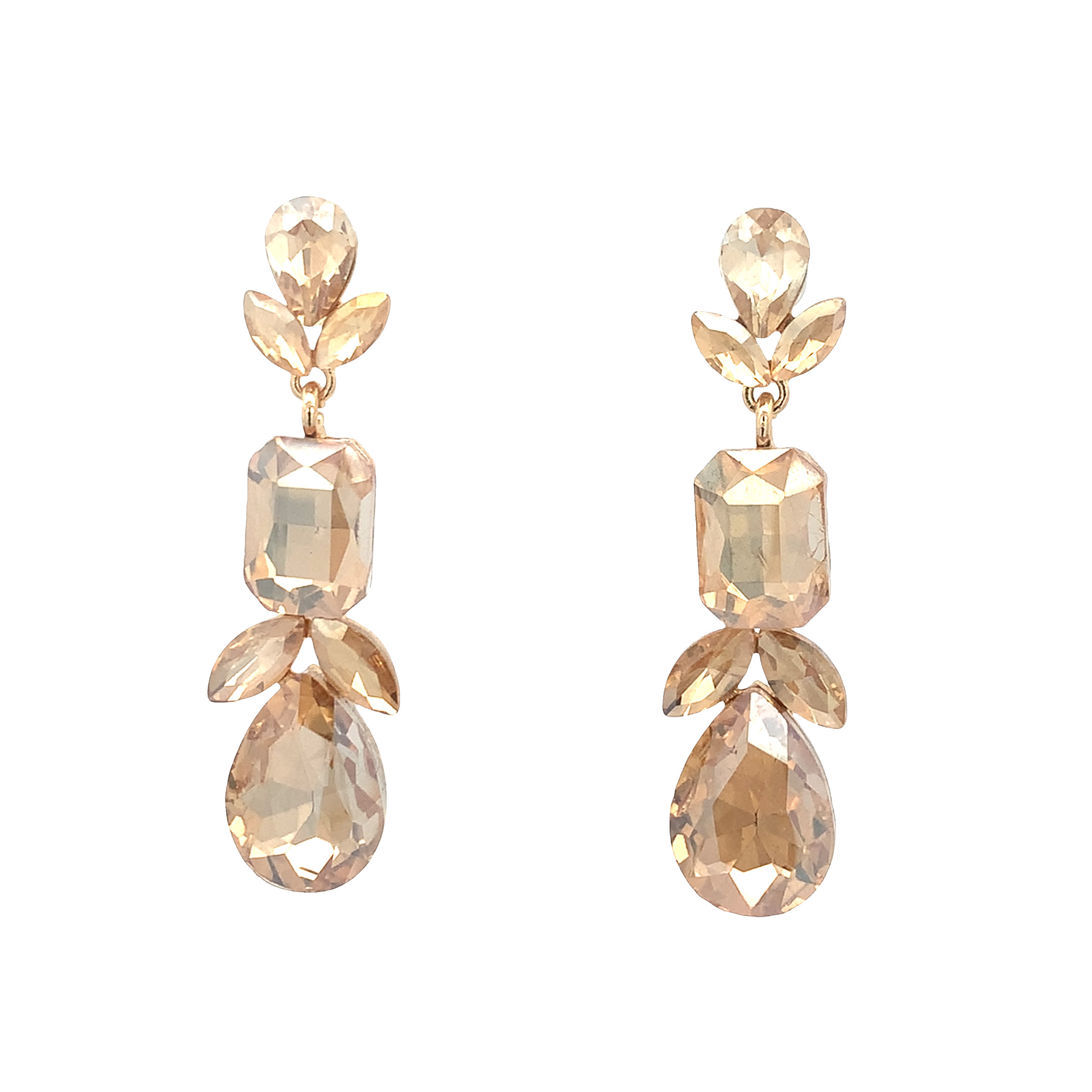 Kolczyki wiszące w kolorze żółtego złota z kryształkami kaboszonowymi