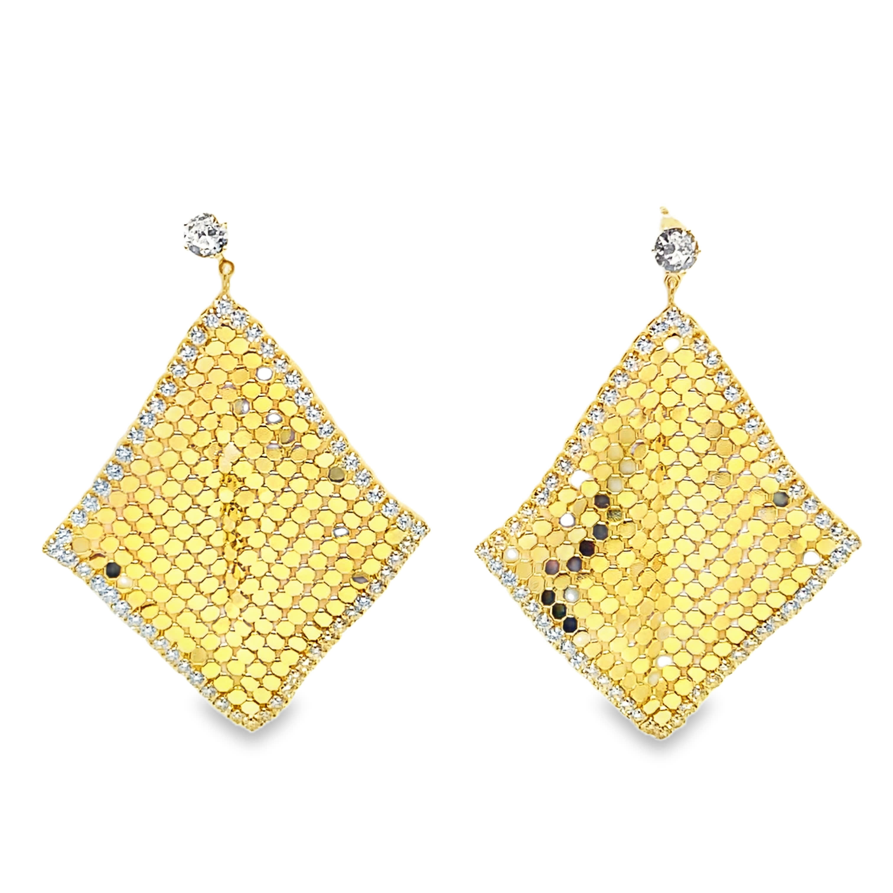 Kolczyki wiszące w kolorze żółtego złota z okrągłymi diamentami